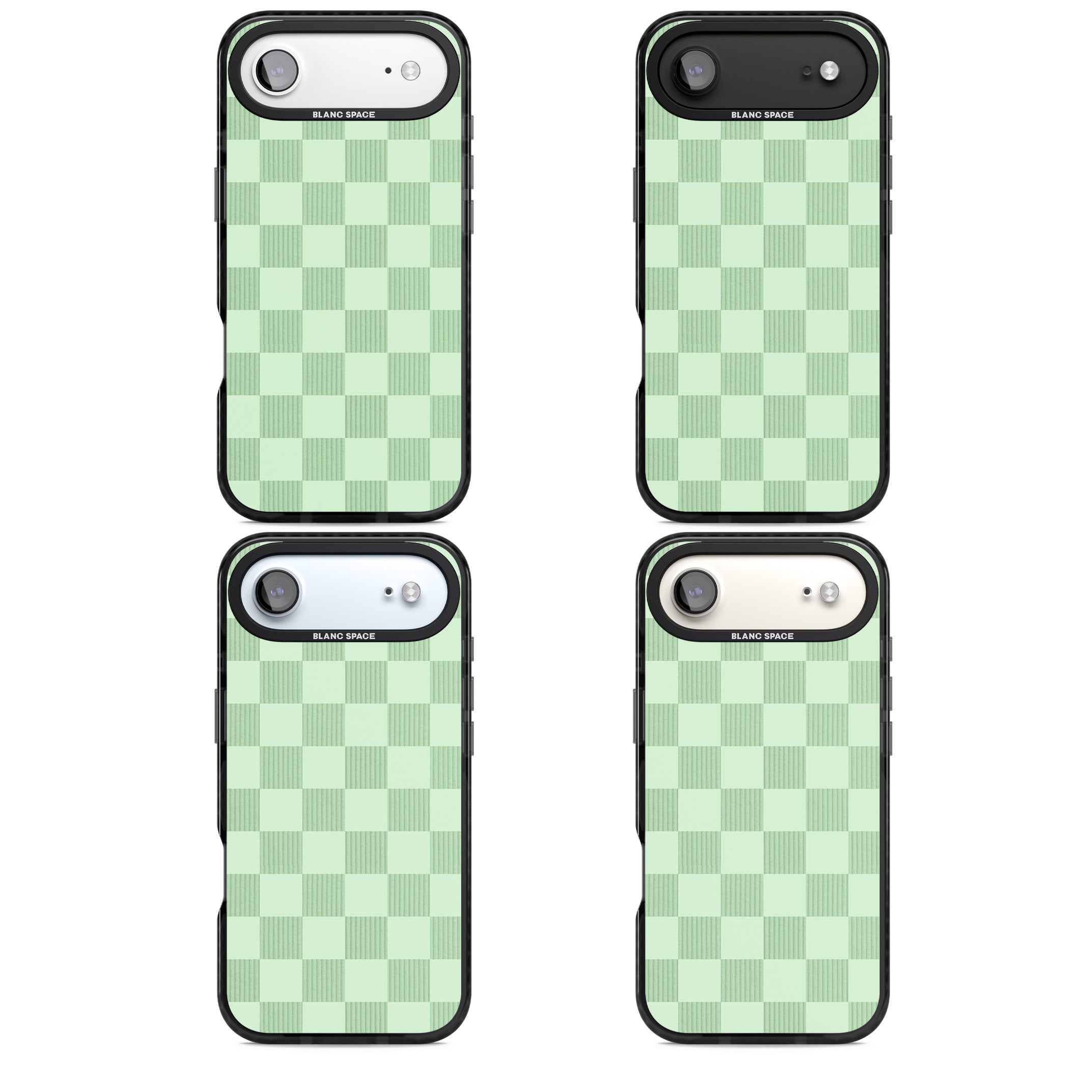 Seafoam Checkered iPhone 17 Air Impact Pro Black Phone Case APT Impact Protection