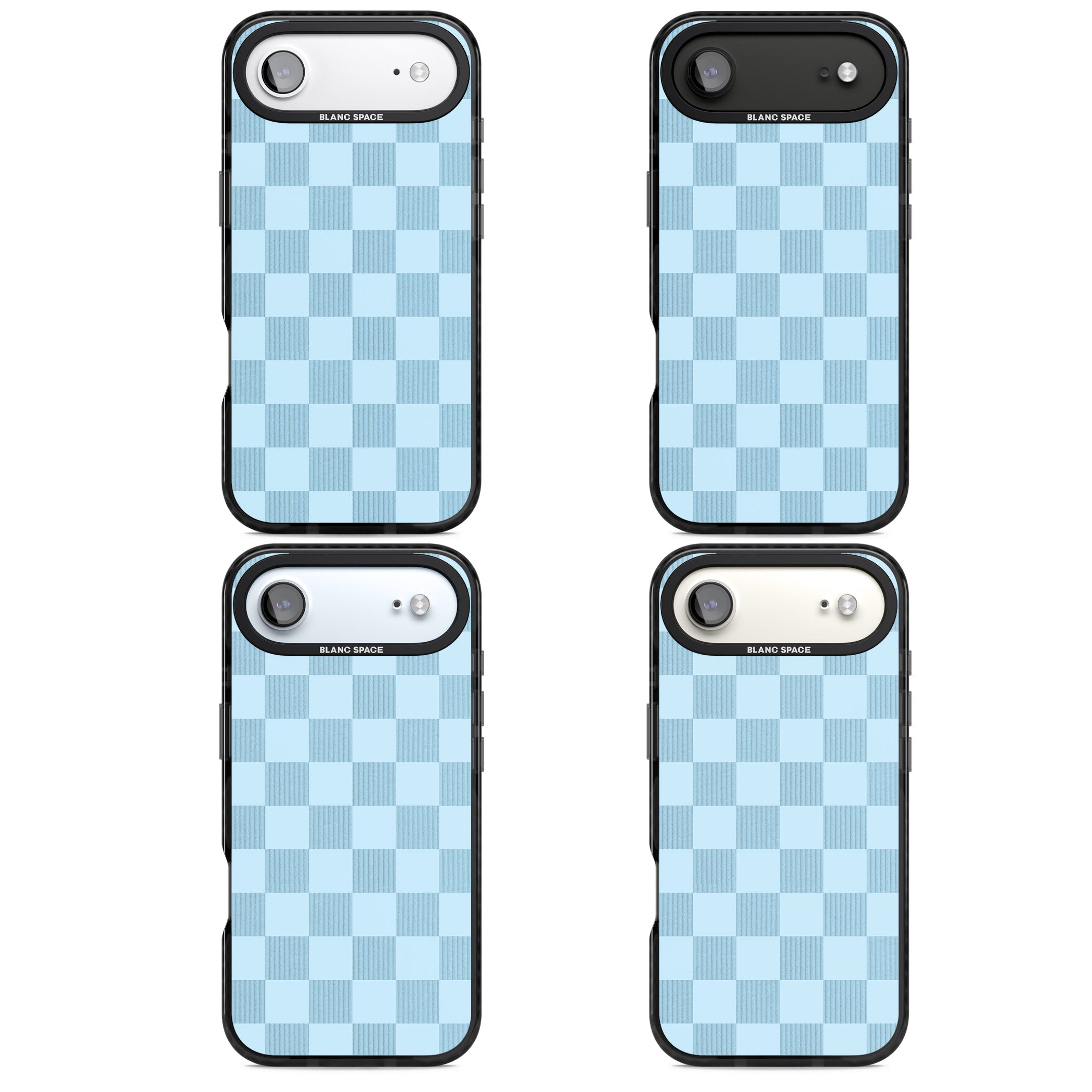 Skyblue Checkered iPhone 17 Air Impact Pro Black Phone Case APT Impact Protection