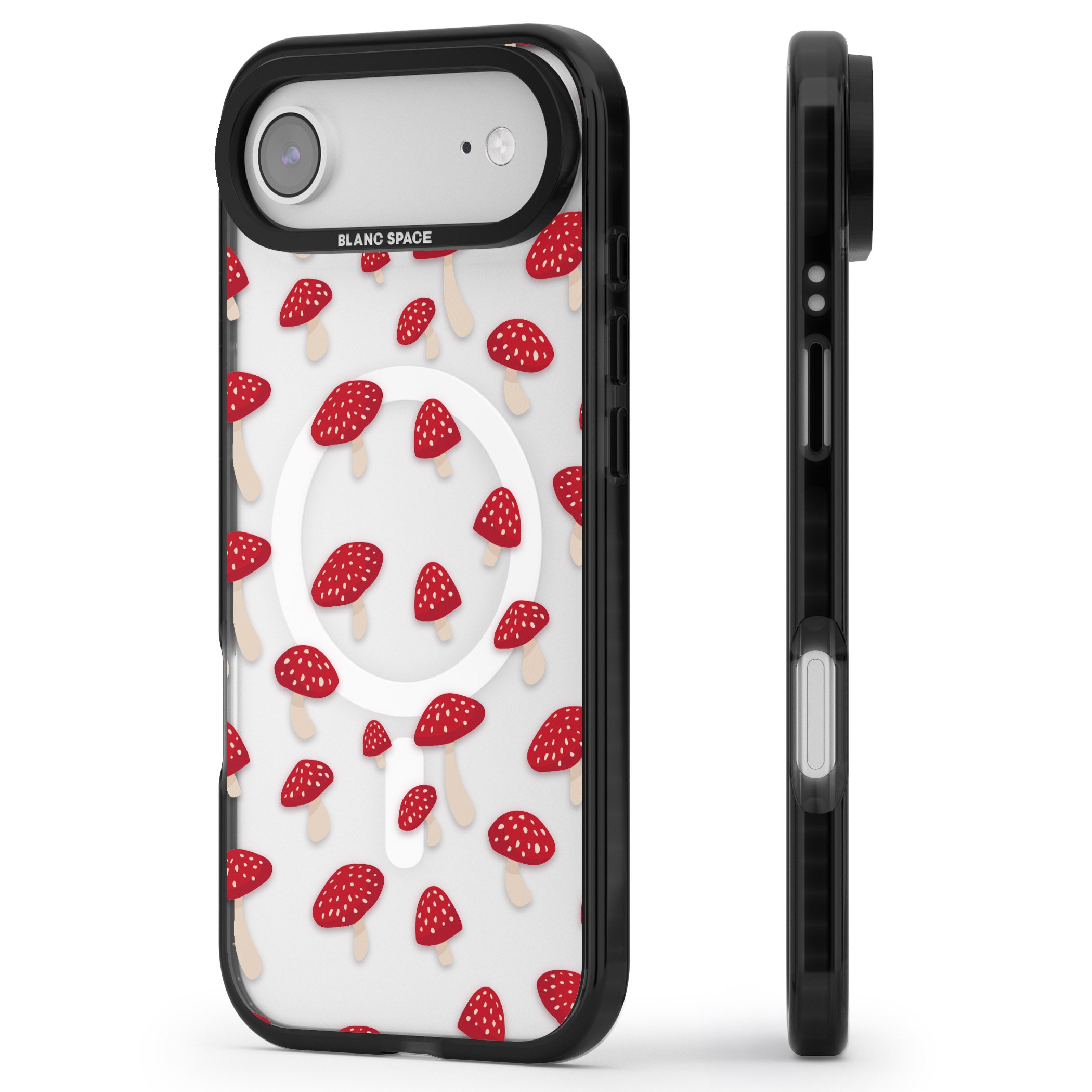 Magical Mushroom Pattern iPhone 17 Air Impact Pro Black Phone Case Side Profile