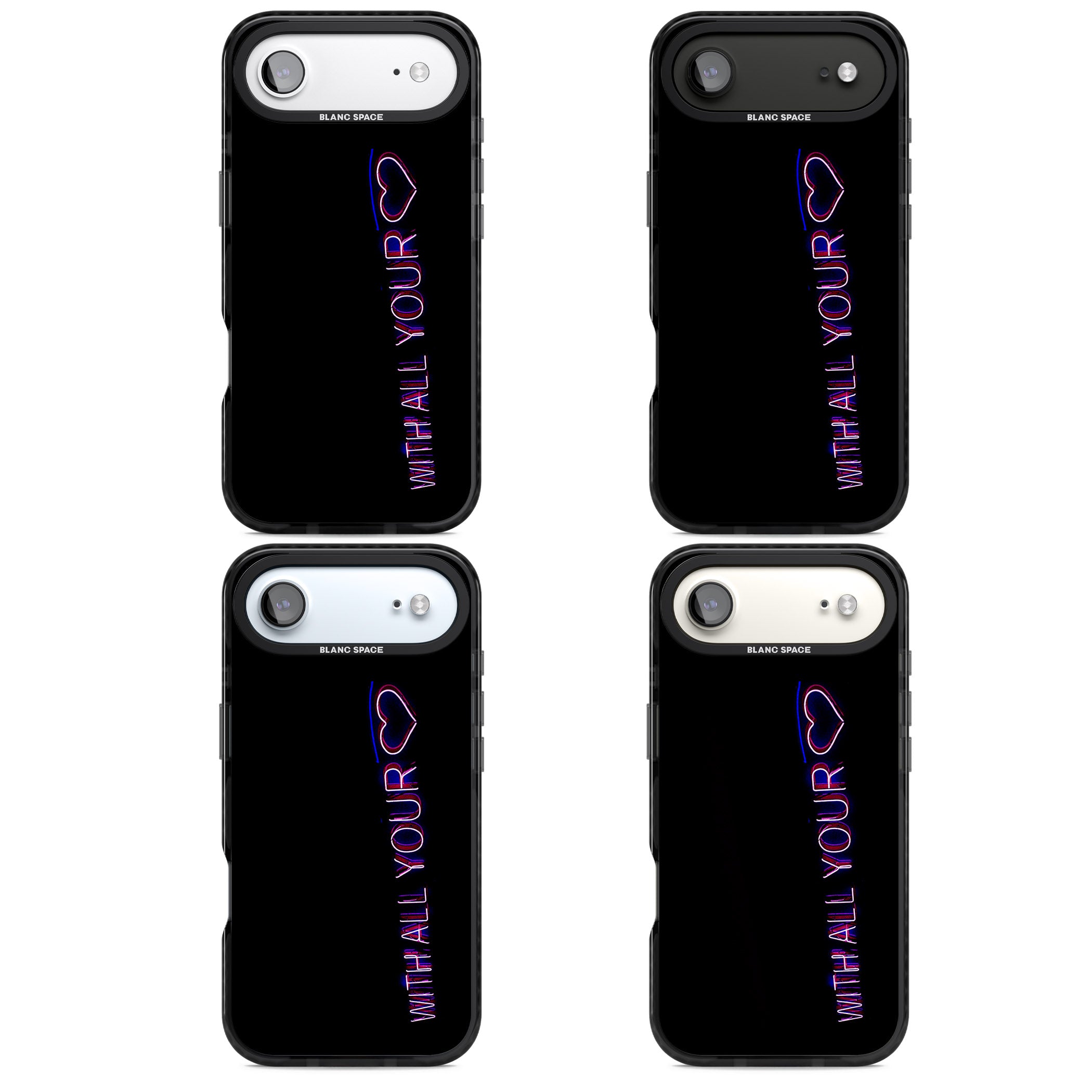 Neon Heart Script iPhone 17 Air Impact Pro Black Phone Case APT Impact Protection