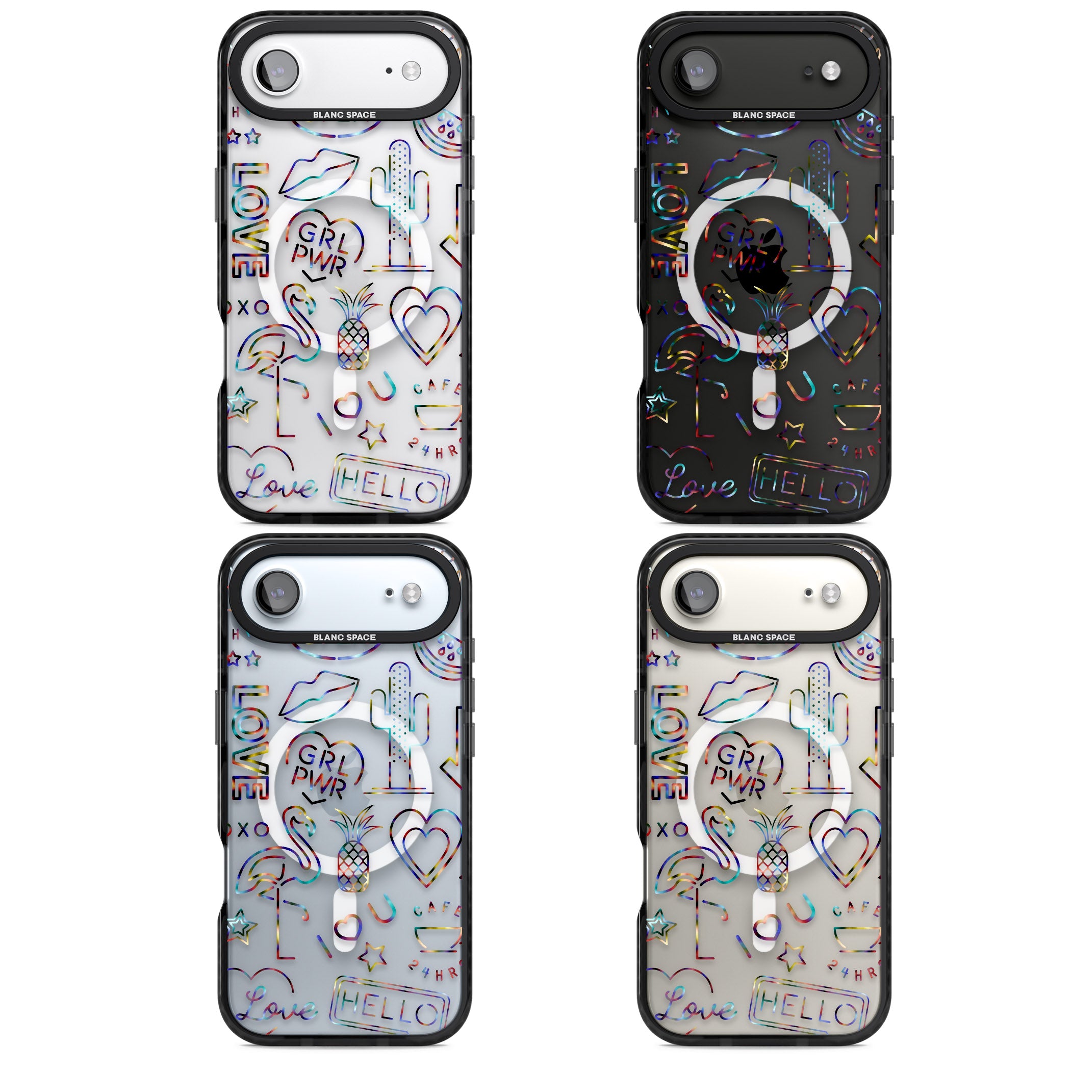 Funky Nebula Neon Sign iPhone 17 Air Impact Pro Black Phone Case APT Impact Protection