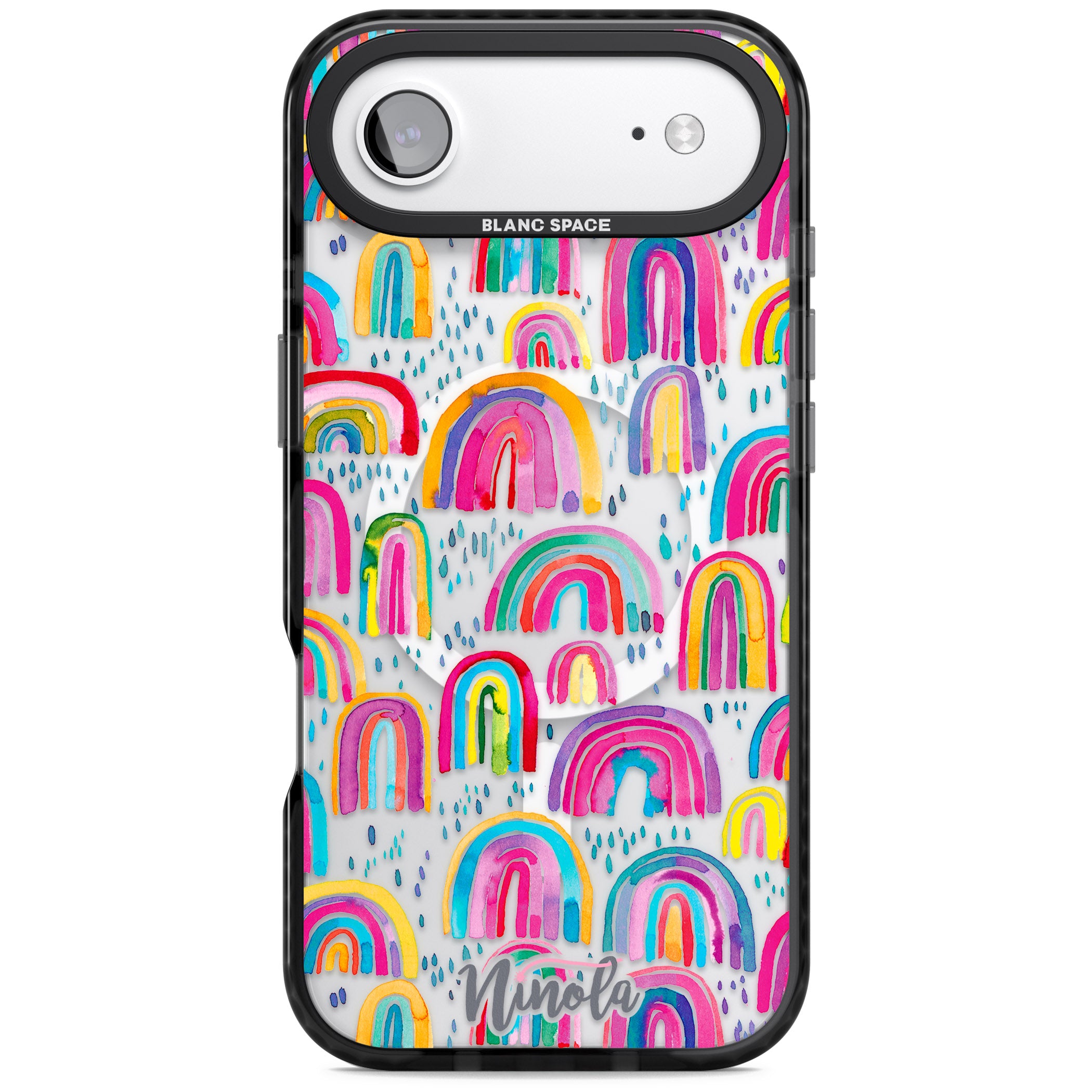 Watercolor Rainbow iPhone 17 Air Impact Pro Black Phone Case