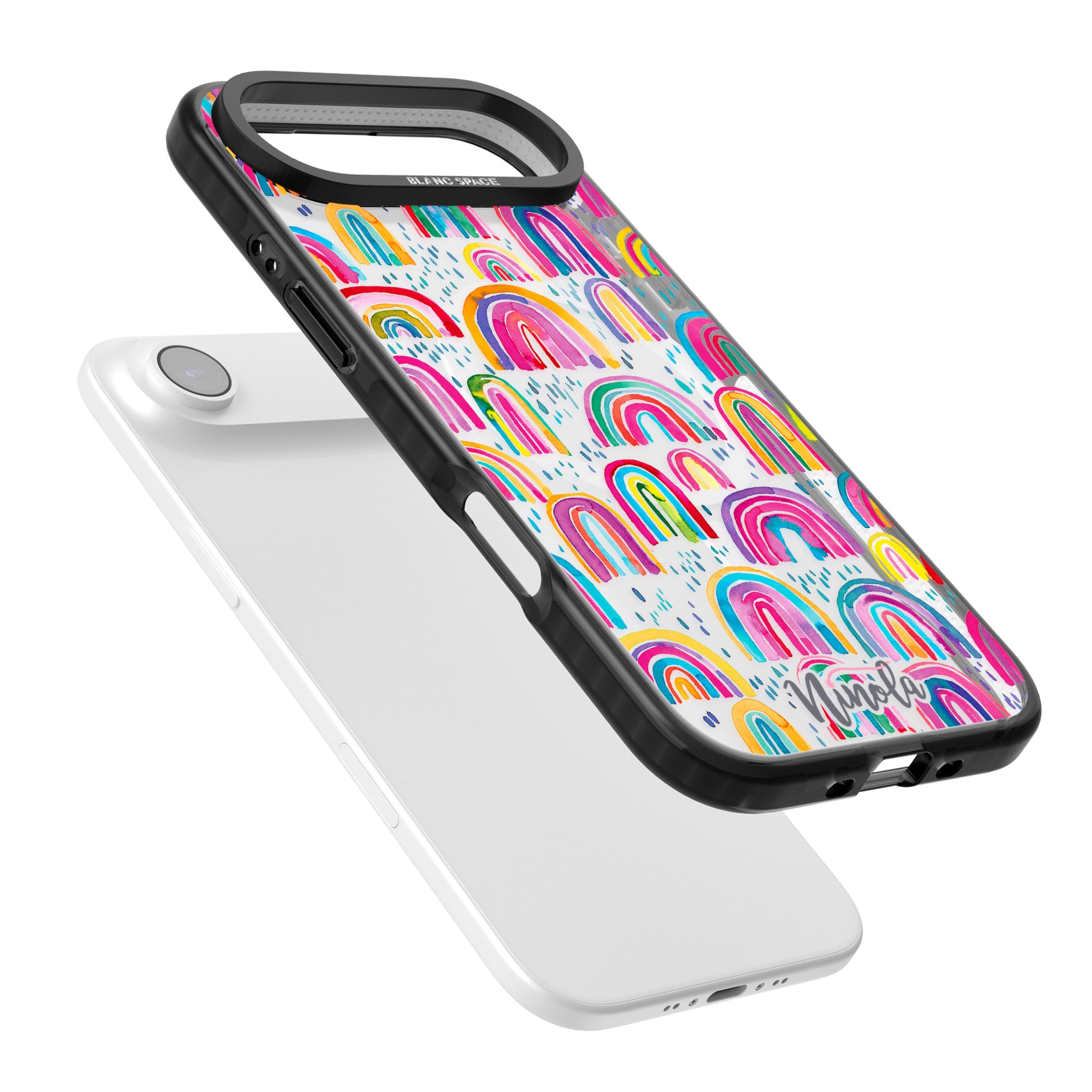 Watercolor Rainbow iPhone 17 Air Impact Pro Black Phone Case Colours