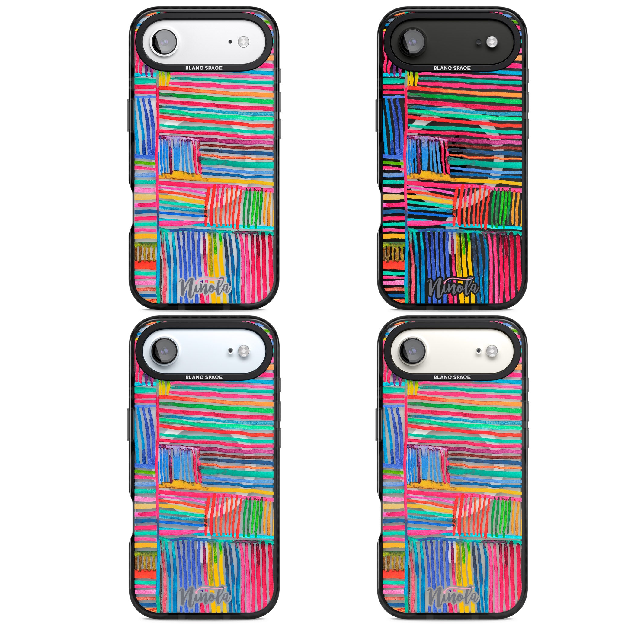 Vibrant Watercolor Lines iPhone 17 Air Impact Pro Black Phone Case APT Impact Protection