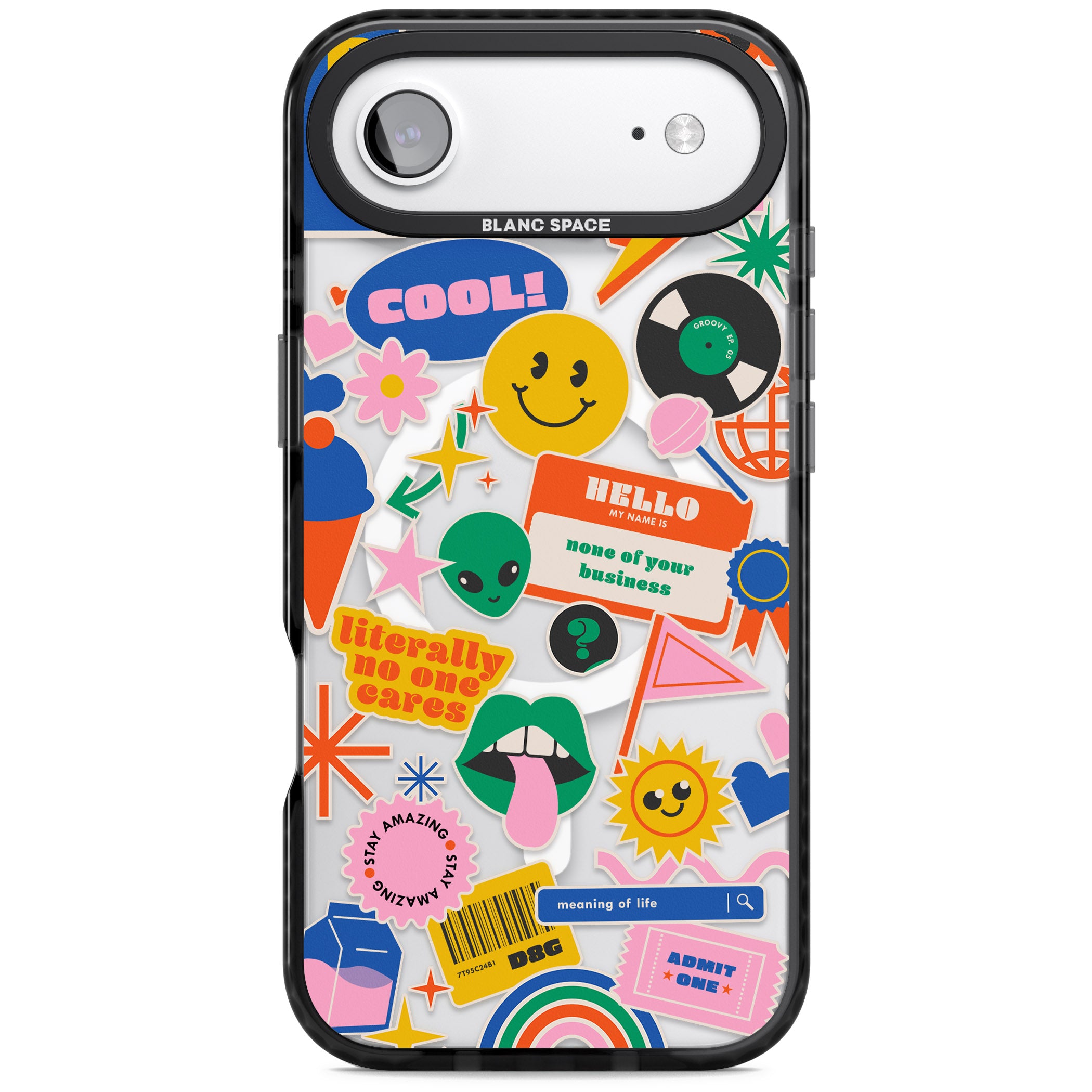 Nostalgic Sticker Vibes iPhone 17 Air Impact Pro Black Phone Case