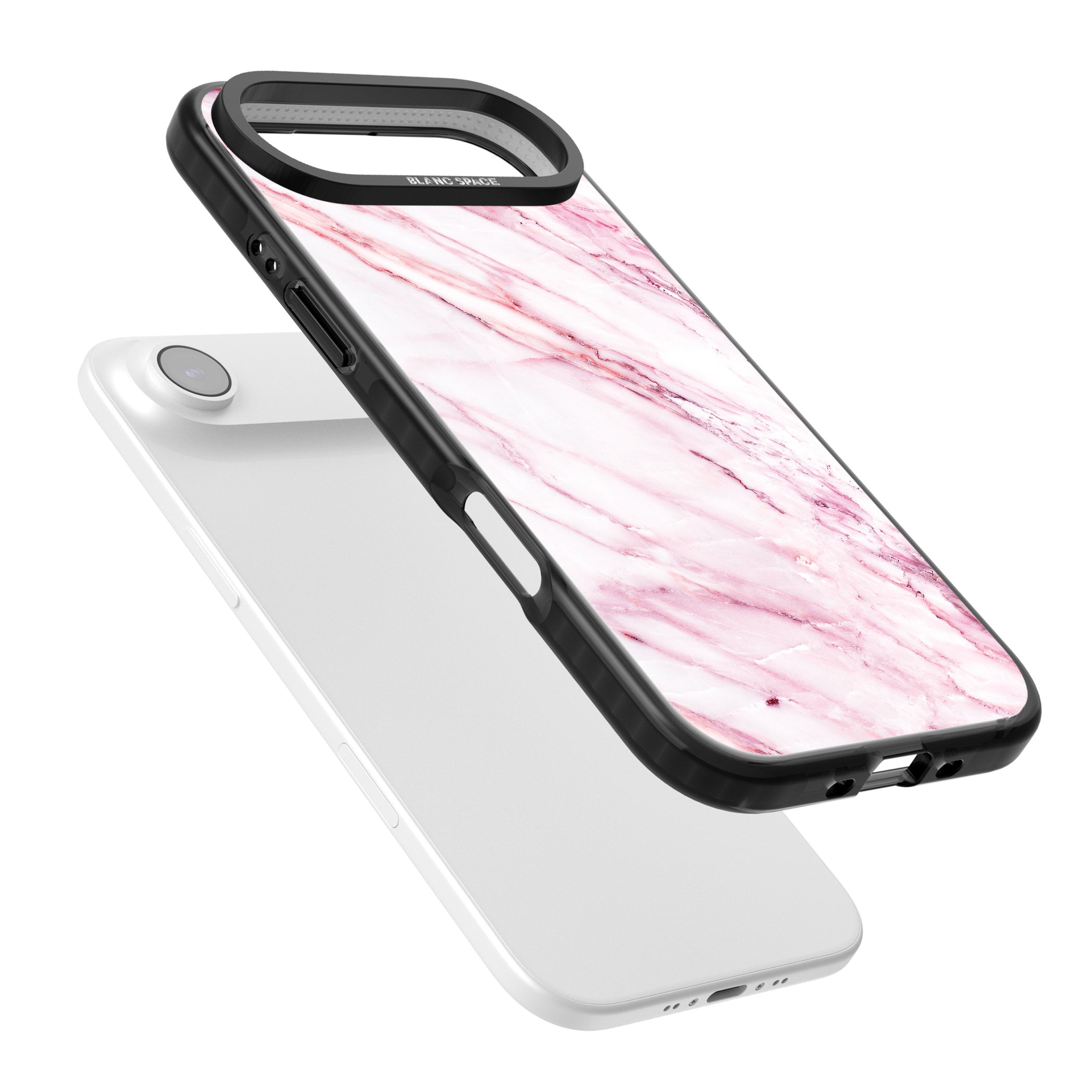 White Pink Onyx Marble iPhone 17 Air Impact Pro Black Phone Case Colours