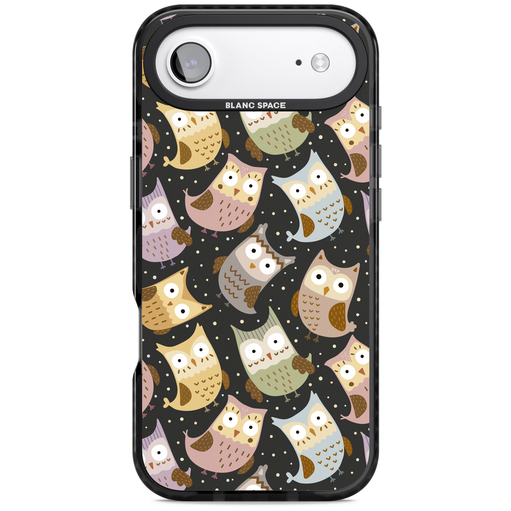 Cute Owl Pattern iPhone 17 Air Impact Pro Black Phone Case
