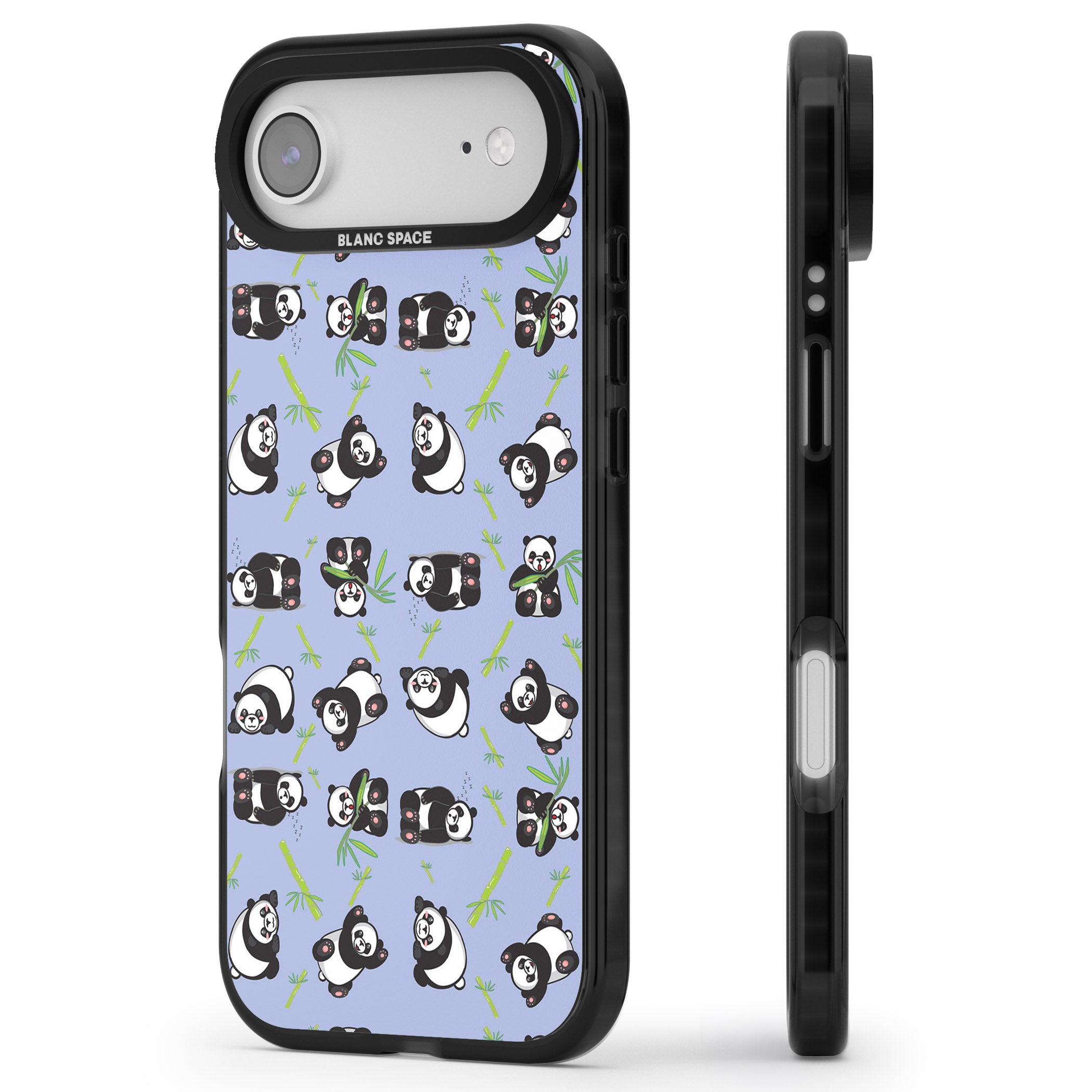 Panda Pattern iPhone 17 Air Impact Pro Black Phone Case Side Profile