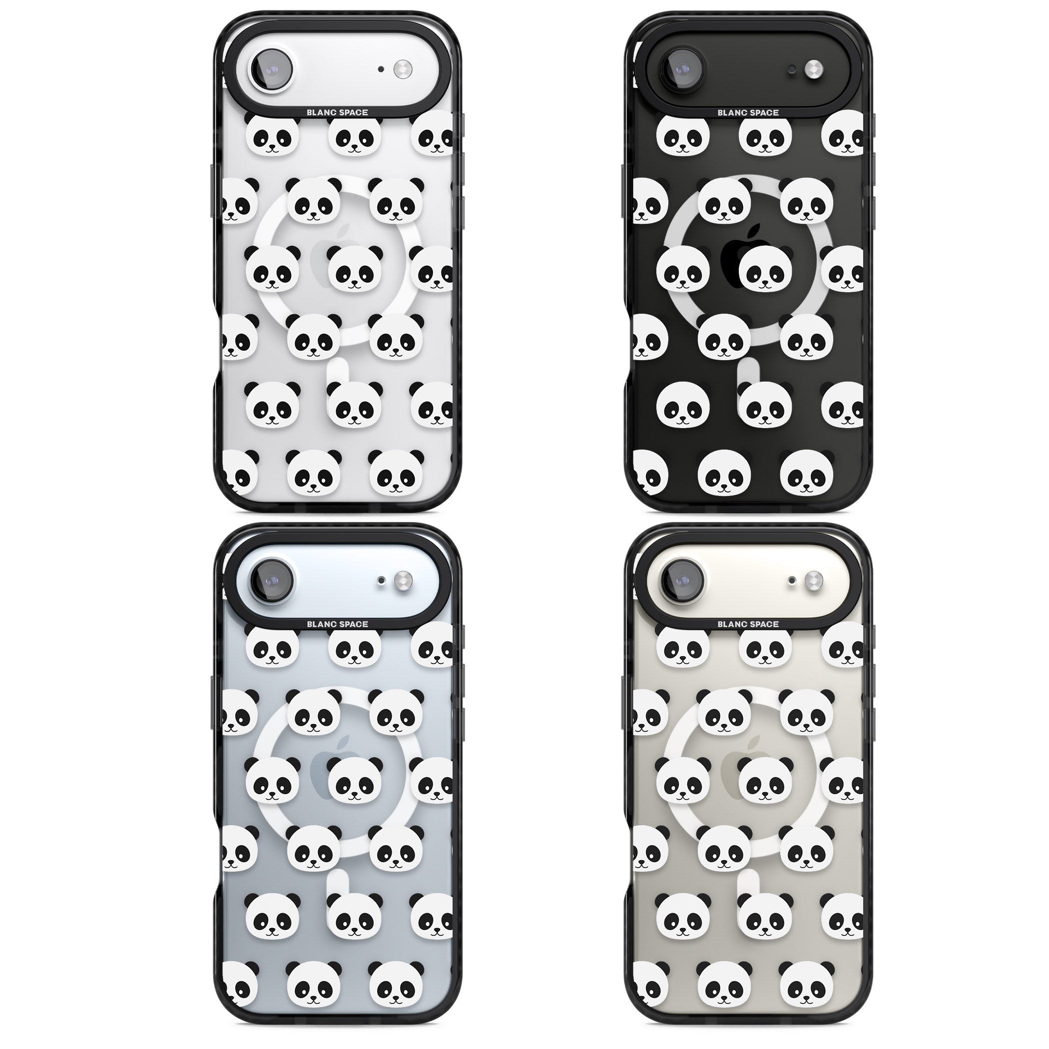 Panda Face Pattern iPhone 17 Air Impact Pro Black Phone Case APT Impact Protection