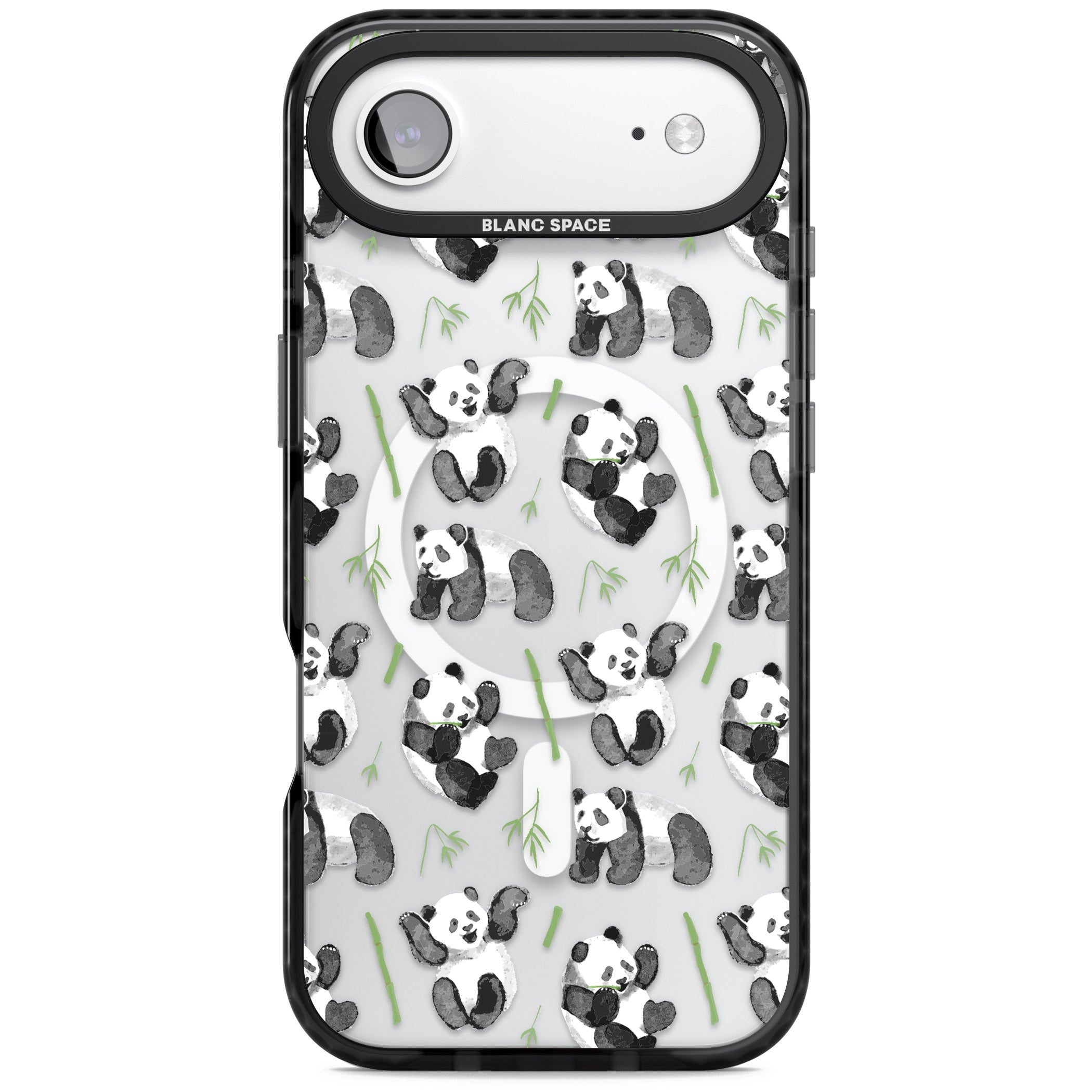 Watercolour Panda Pattern iPhone 17 Air Impact Pro Black Phone Case