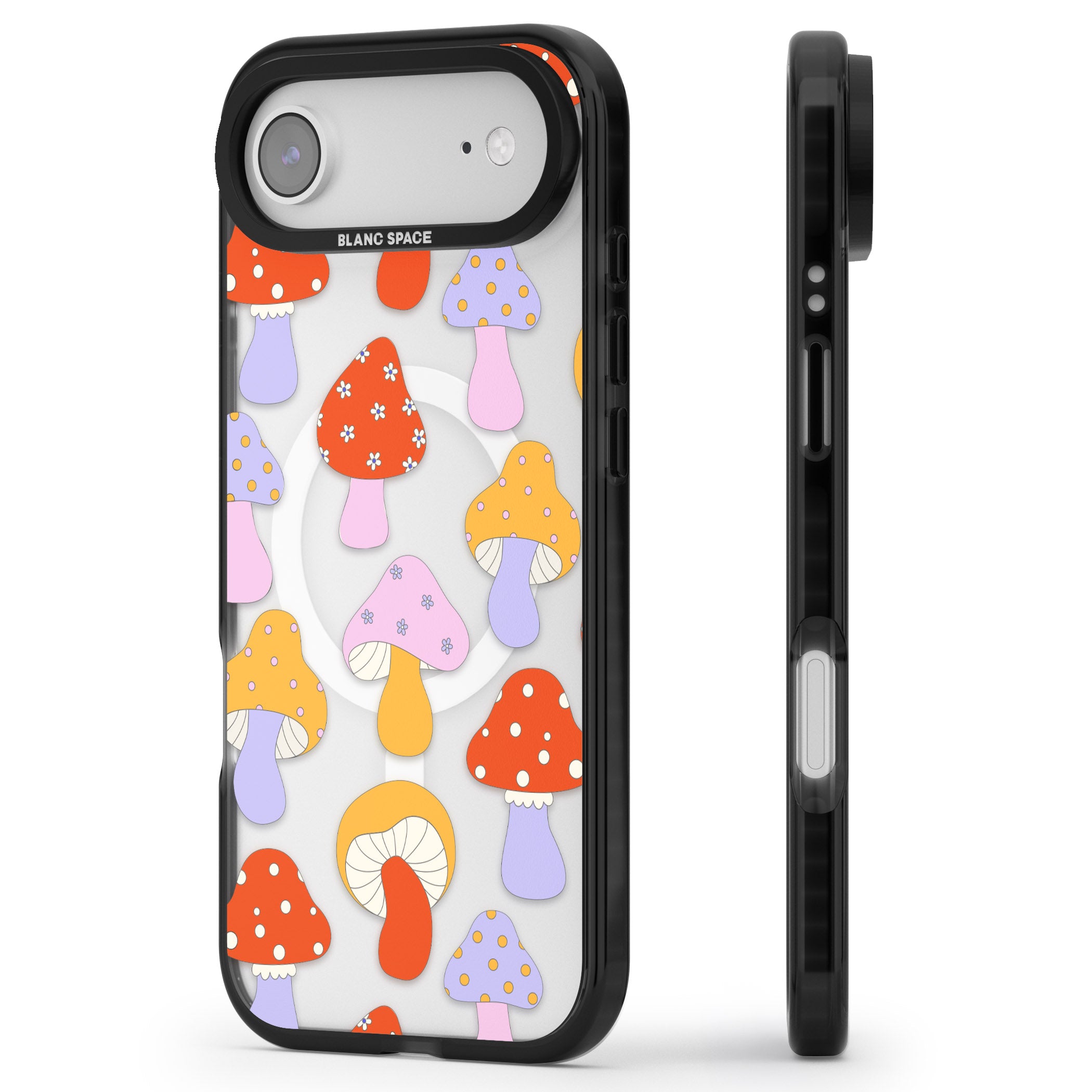 Happy Shrooms iPhone 17 Air Impact Pro Black Phone Case Side Profile