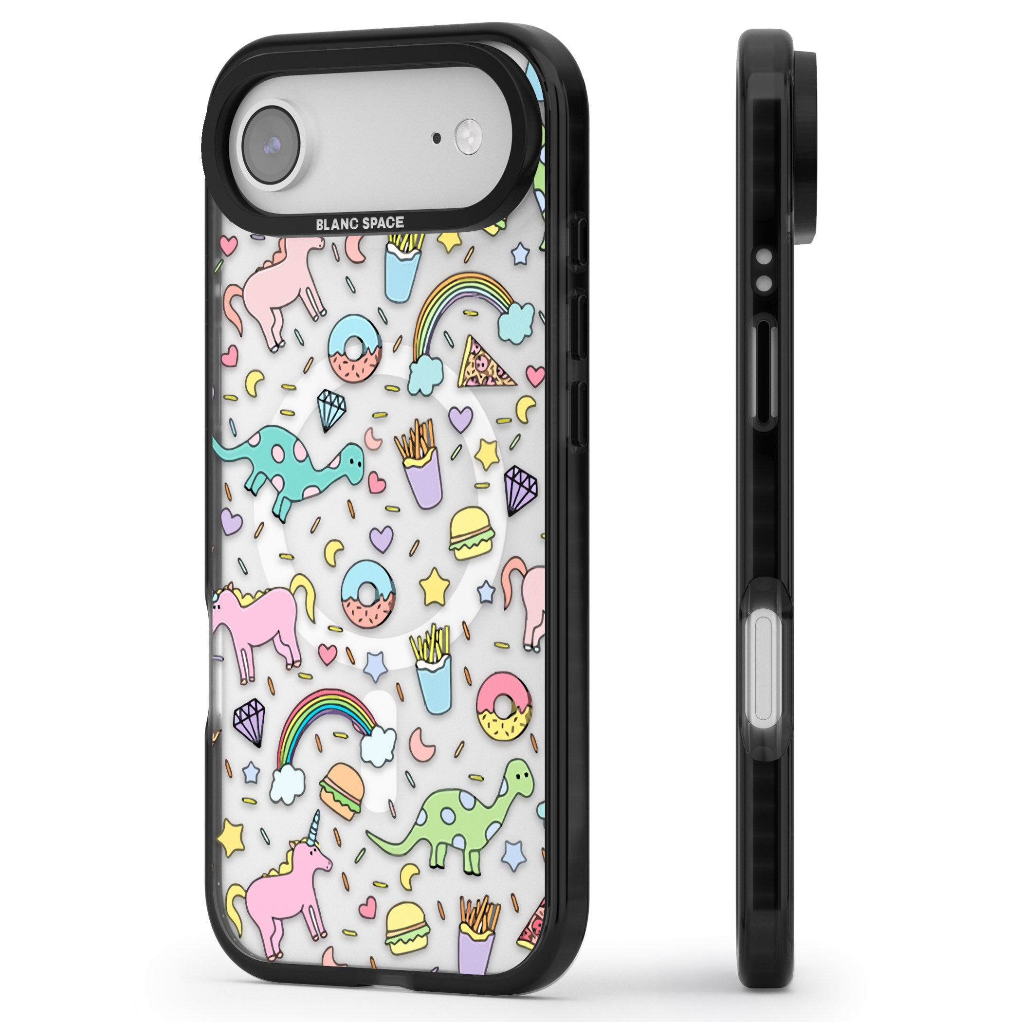 Cute Pattern iPhone 17 Air Impact Pro Black Phone Case Side Profile