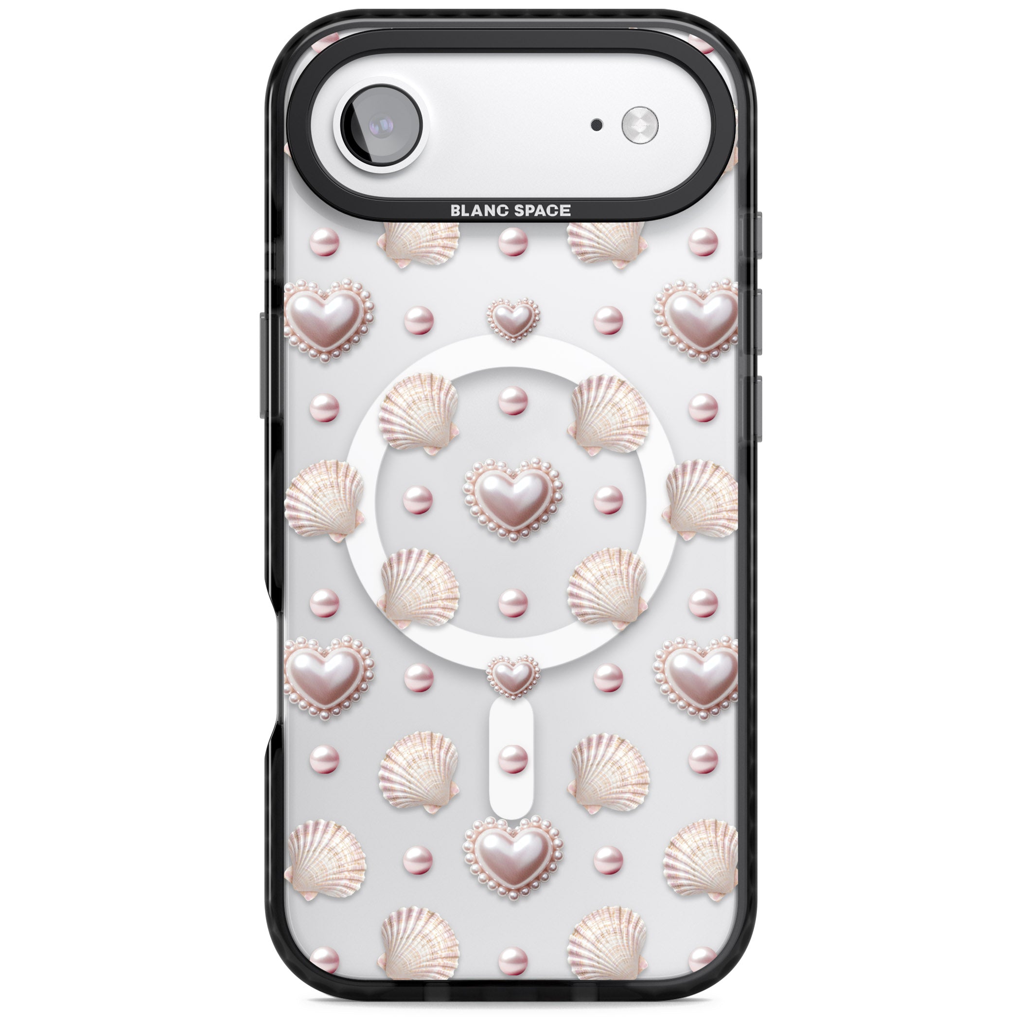 Pearl Hearts iPhone 17 Air Impact Pro Black Phone Case