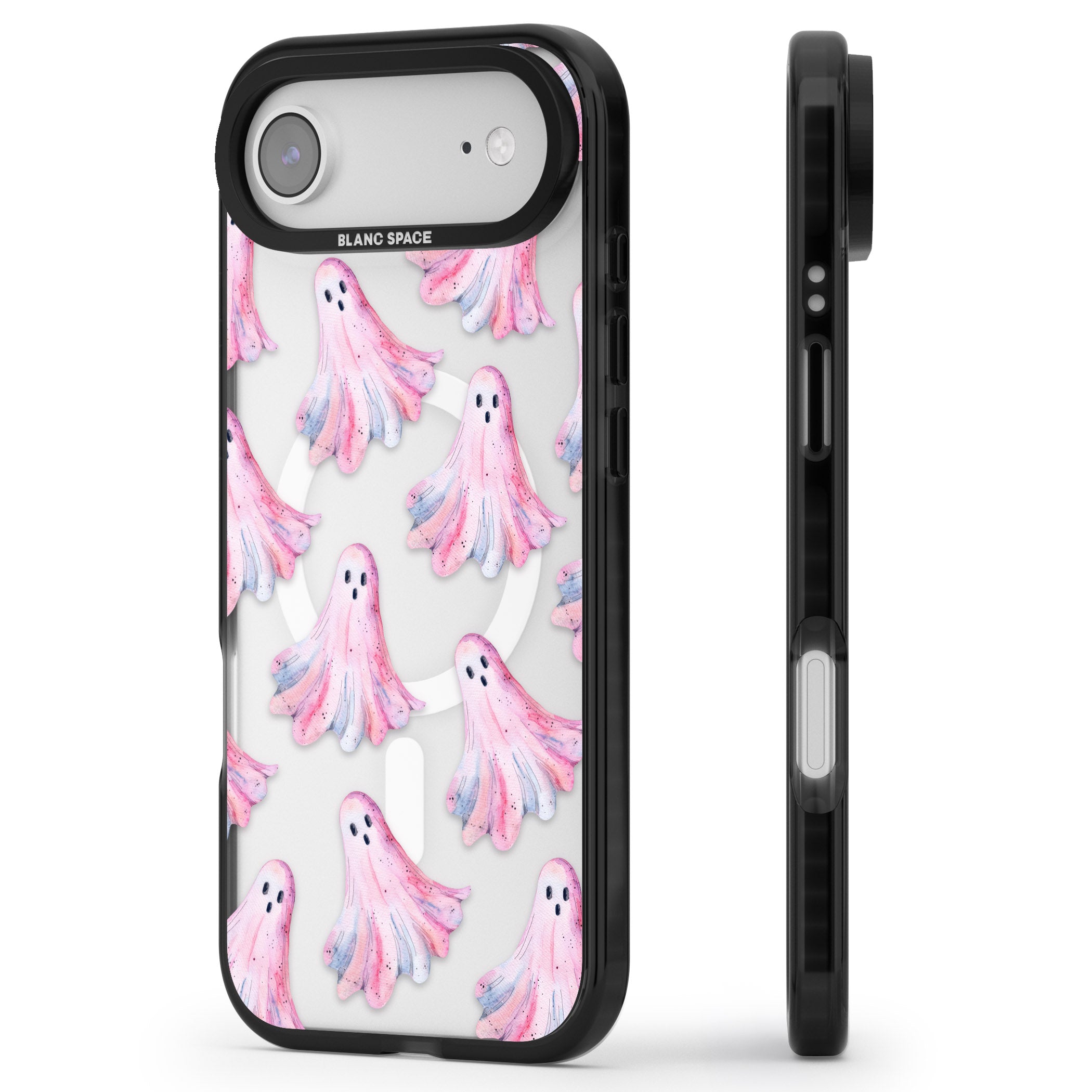 Pink Ghosts iPhone 17 Air Impact Pro Black Phone Case Side Profile