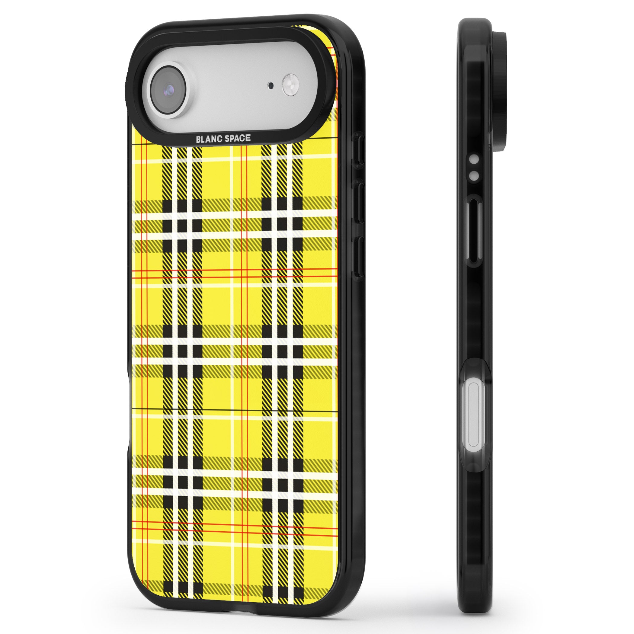 Yellow Plaid iPhone 17 Air Impact Pro Black Phone Case Side Profile