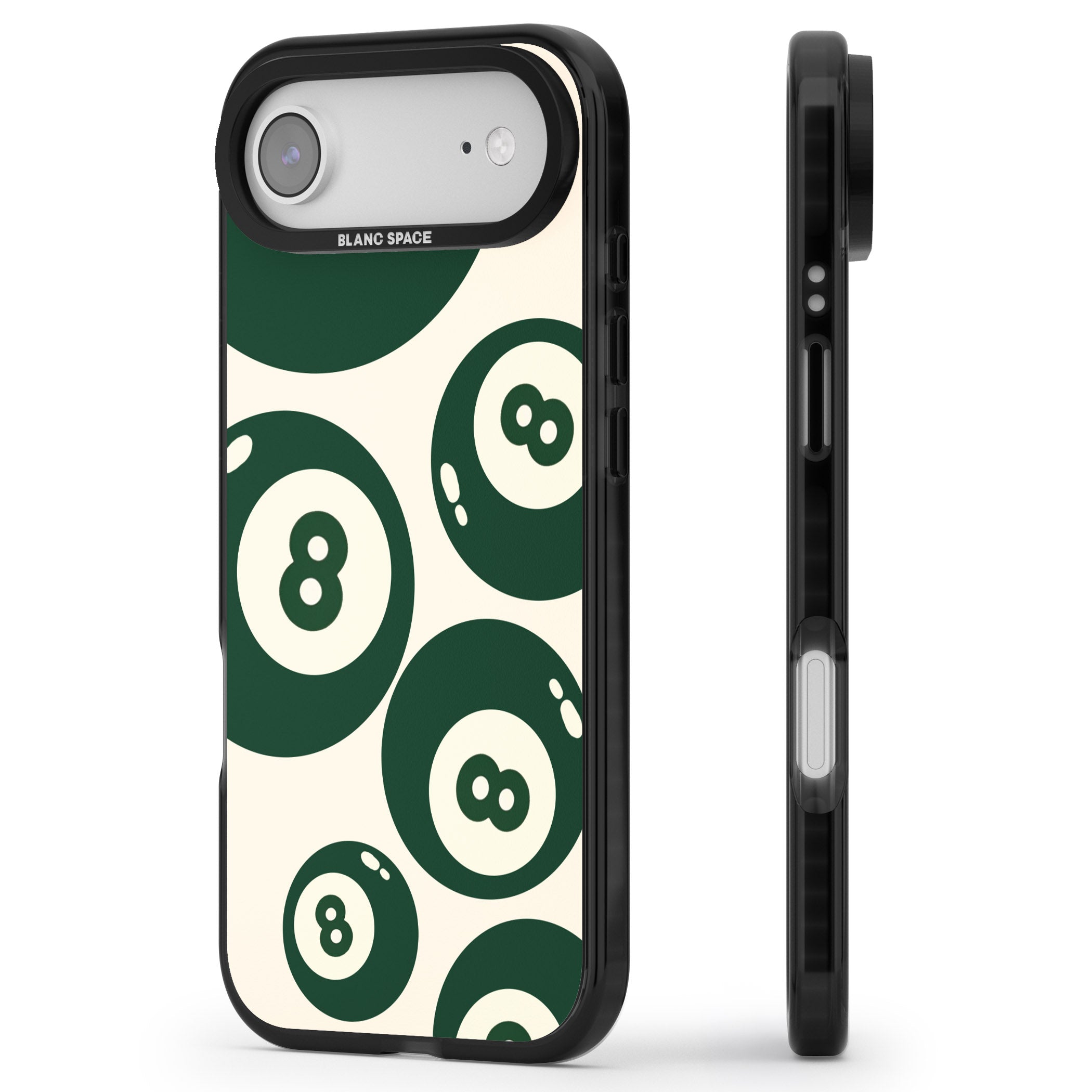 Green Eight Balls iPhone 17 Air Impact Pro Black Phone Case Side Profile