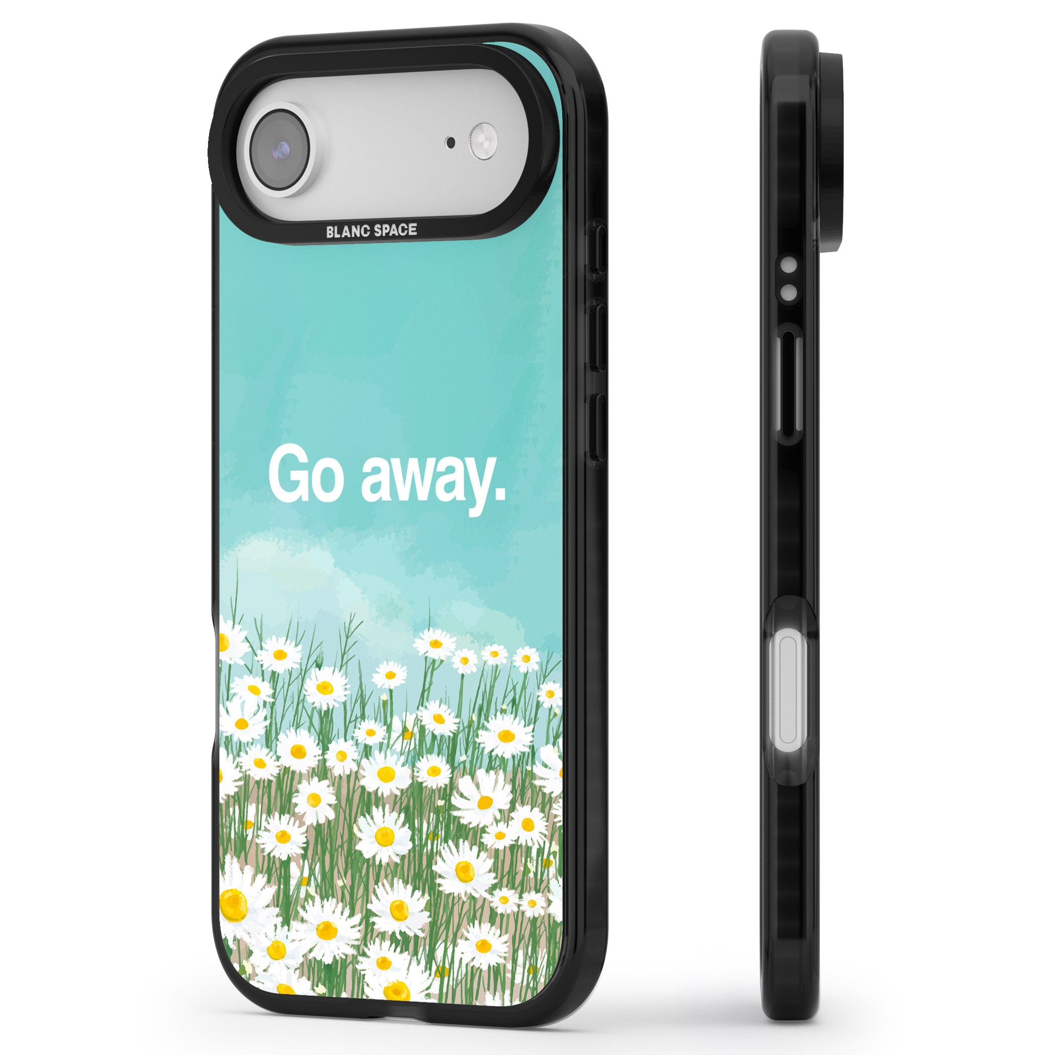 Go Away iPhone 17 Air Impact Pro Black Phone Case Side Profile