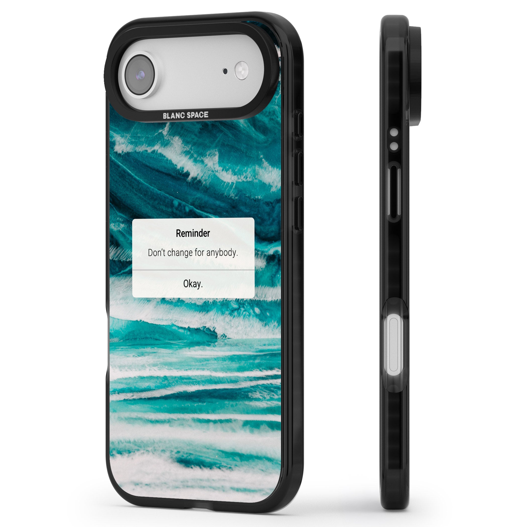 Ocean Vibe Reminder iPhone 17 Air Impact Pro Black Phone Case Side Profile