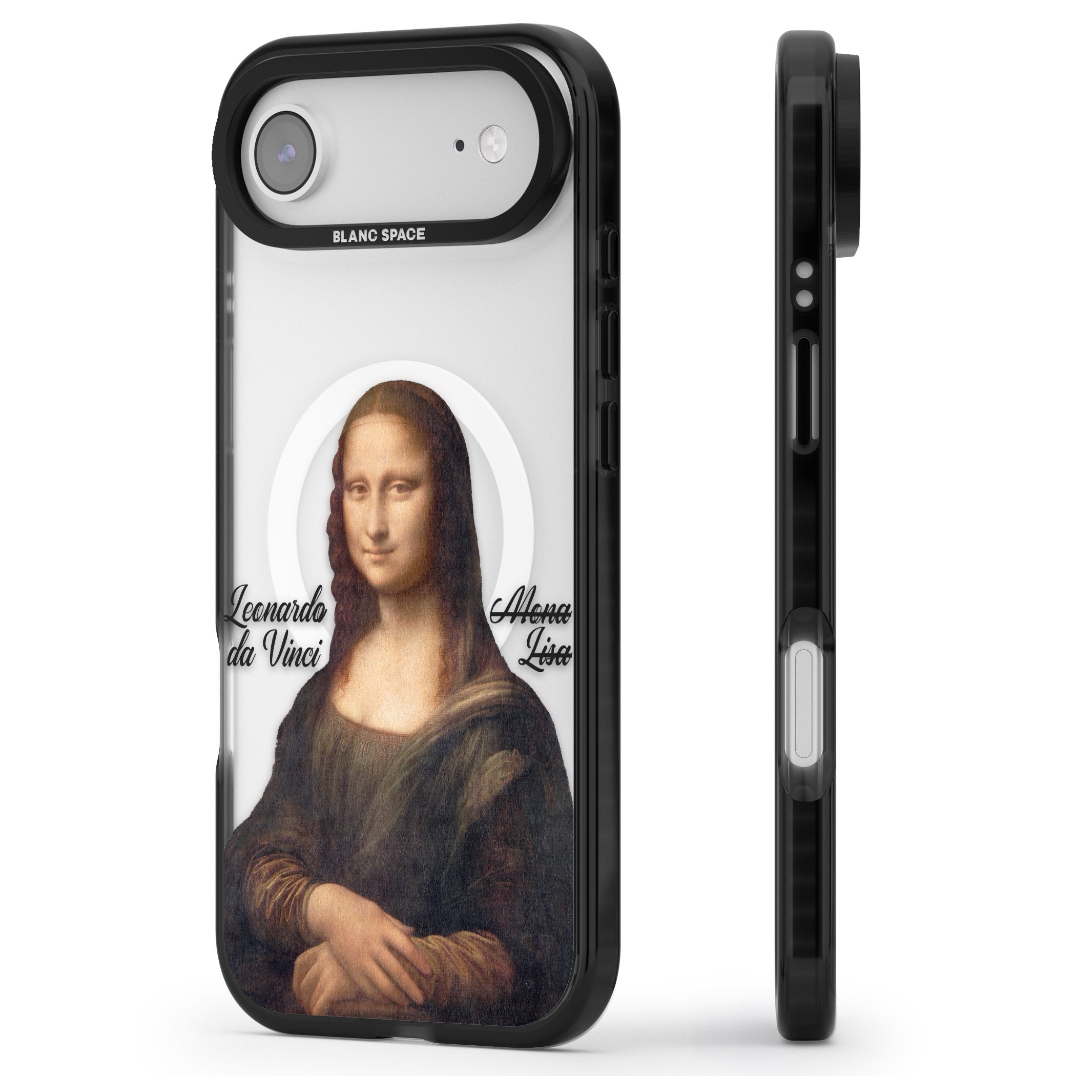 Mona Lisa Cutout iPhone 17 Air Impact Pro Black Phone Case Side Profile