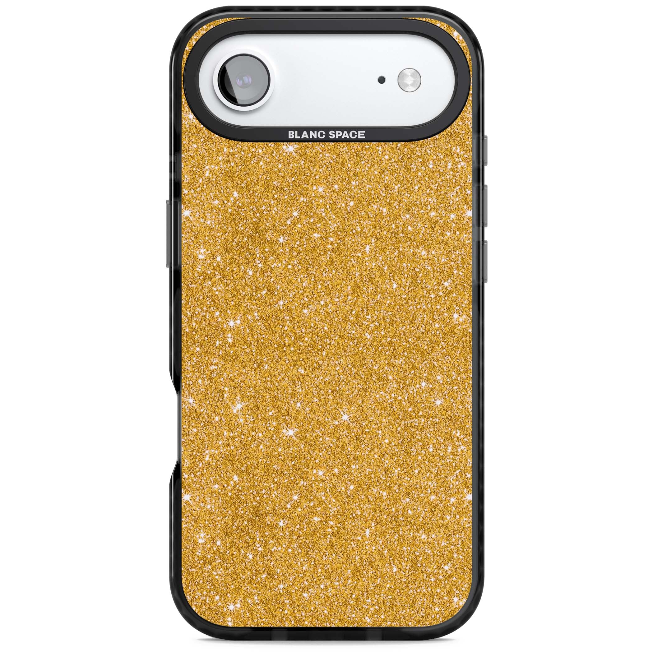 Gold Glitter gold glitter iPhone case featuring a shimmering sparkle wallpaper design in luxury gold | Black Impact Magsafe case for iPhone Air