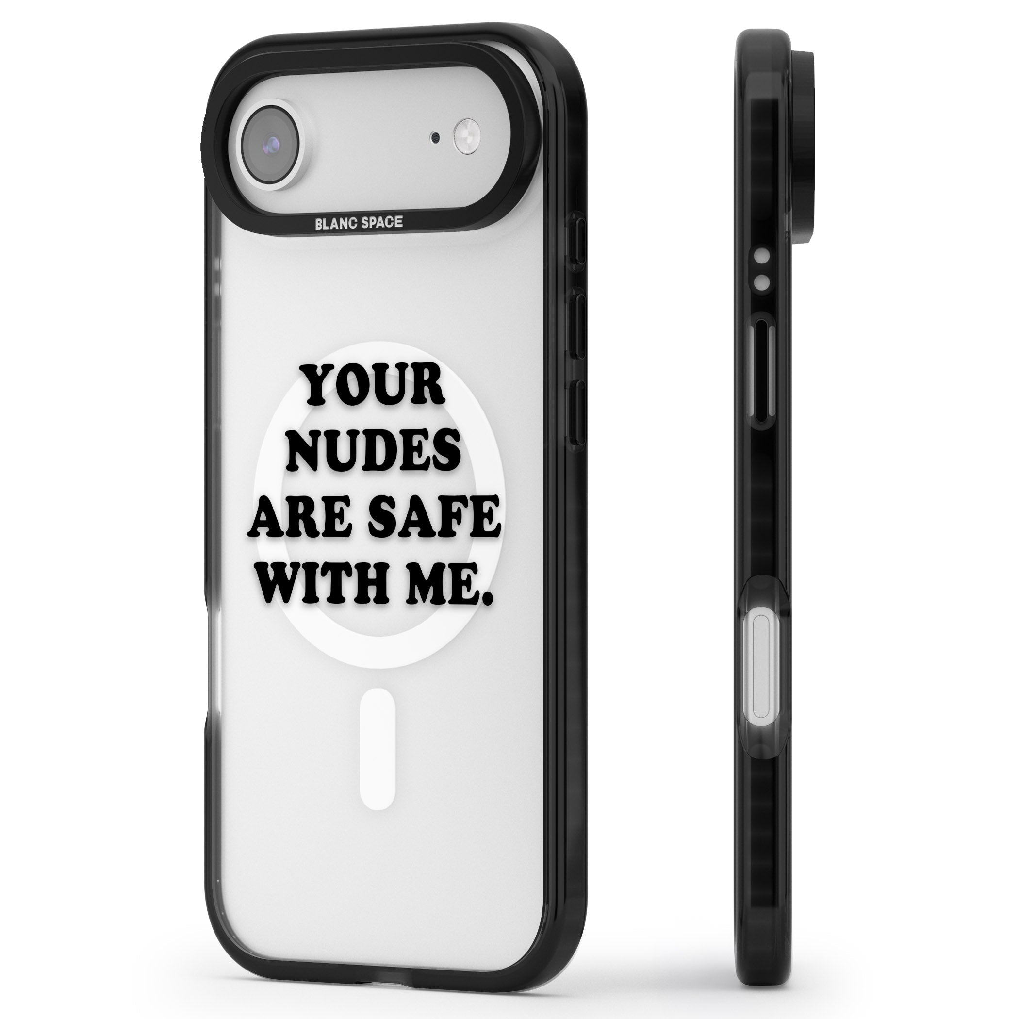 Your Nudes Are Safe Black iPhone 17 Air Impact Pro Black Phone Case Side Profile