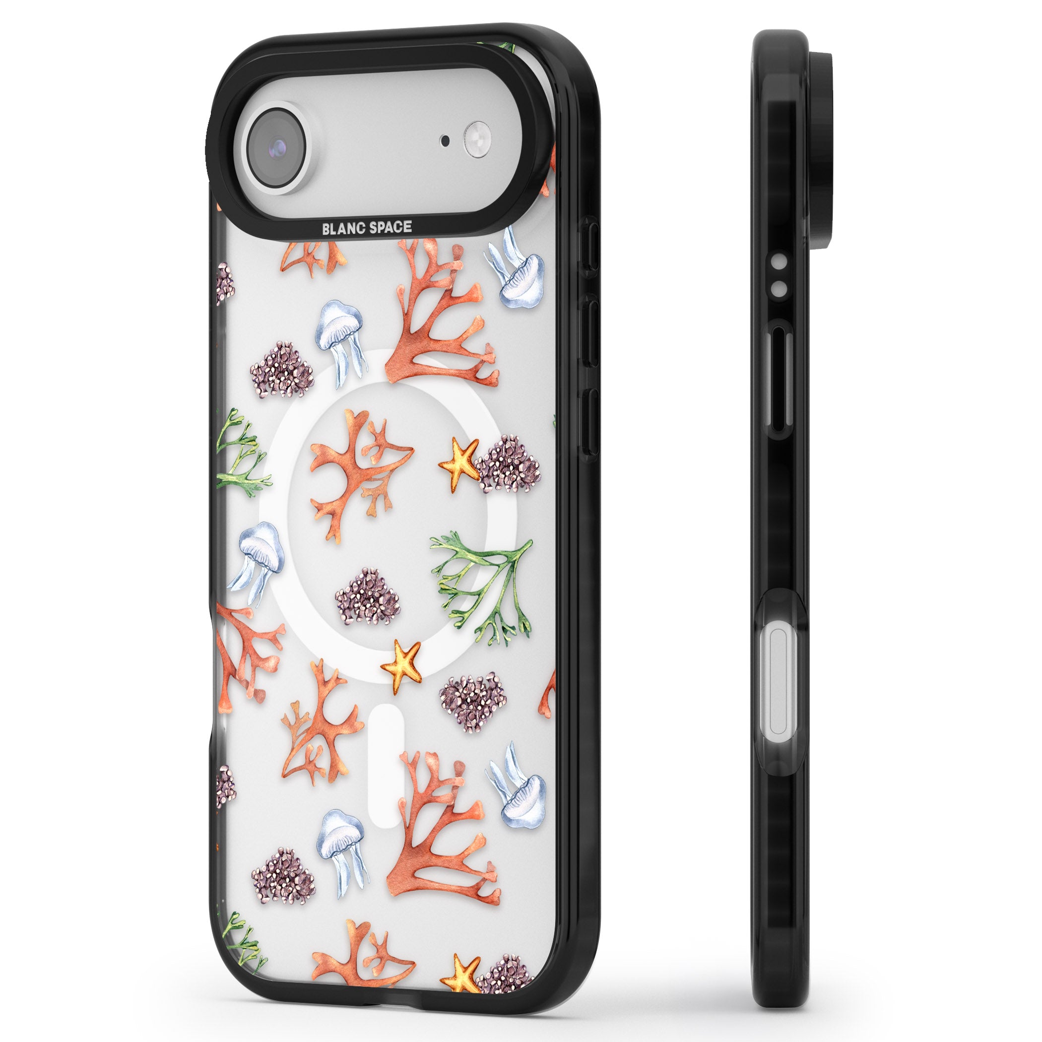 Coral & Jellyfish iPhone 17 Air Impact Pro Black Phone Case Side Profile