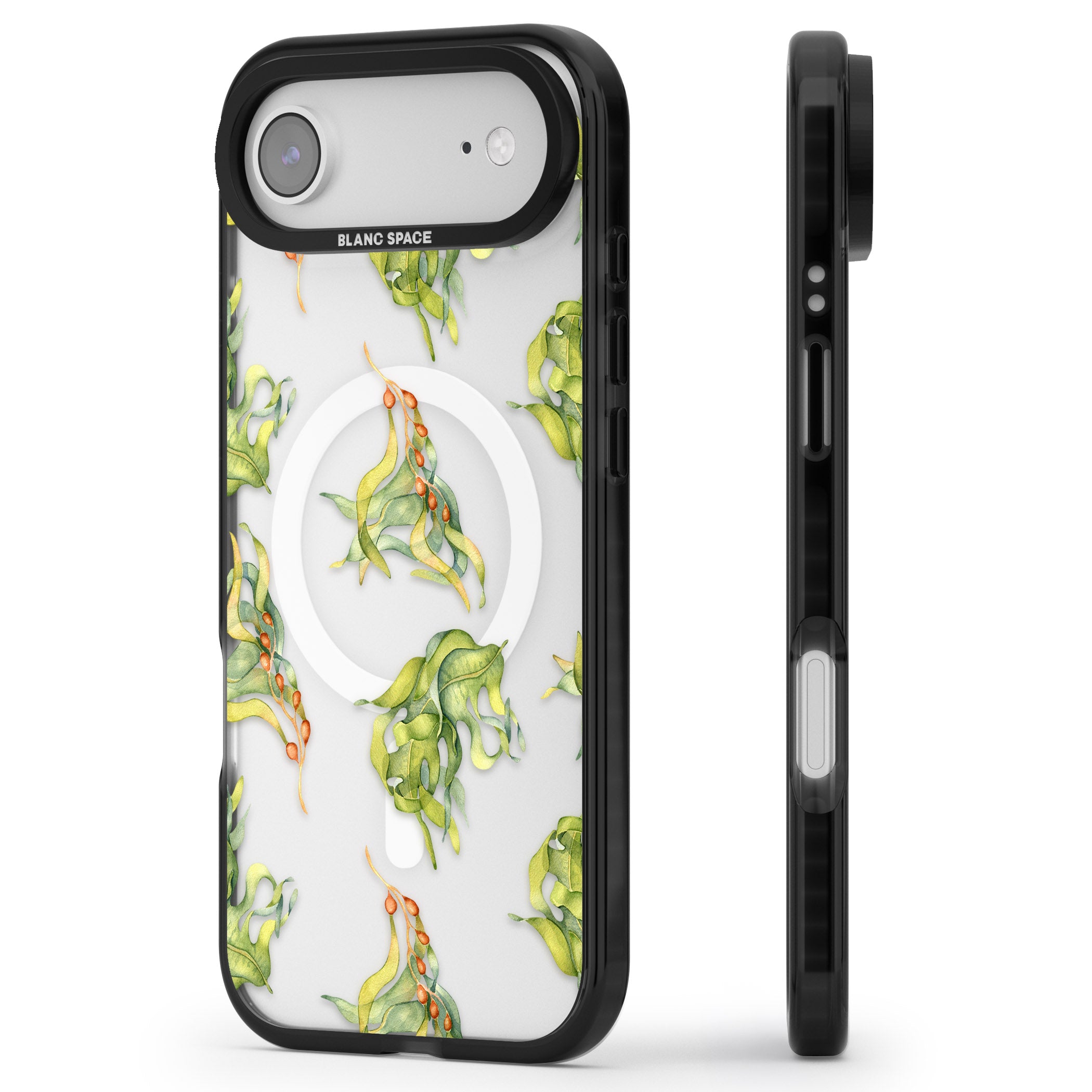 Flowing Seaweed Watercolor iPhone 17 Air Impact Pro Black Phone Case Side Profile