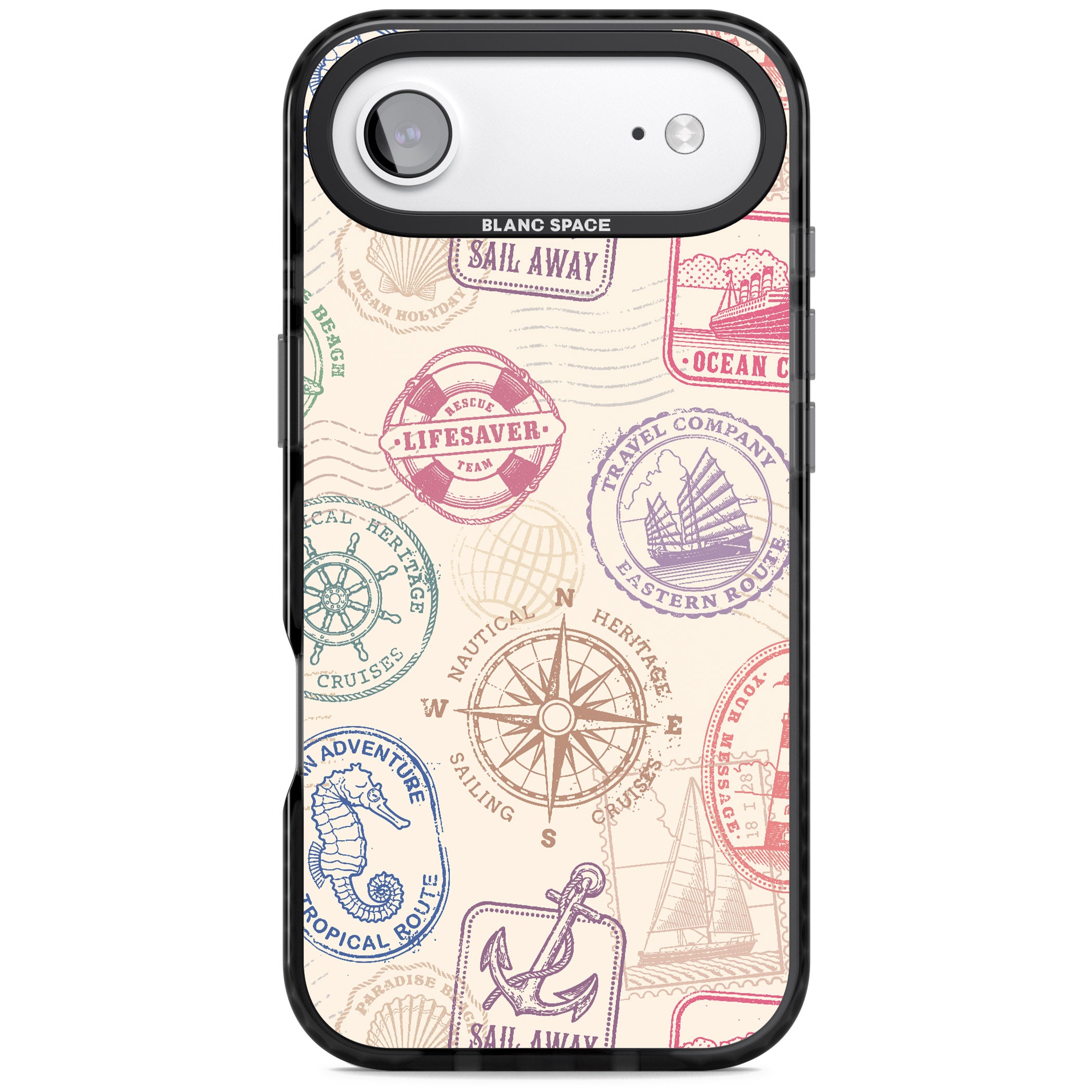 Nautical Stamps iPhone 17 Air Impact Pro Black Phone Case