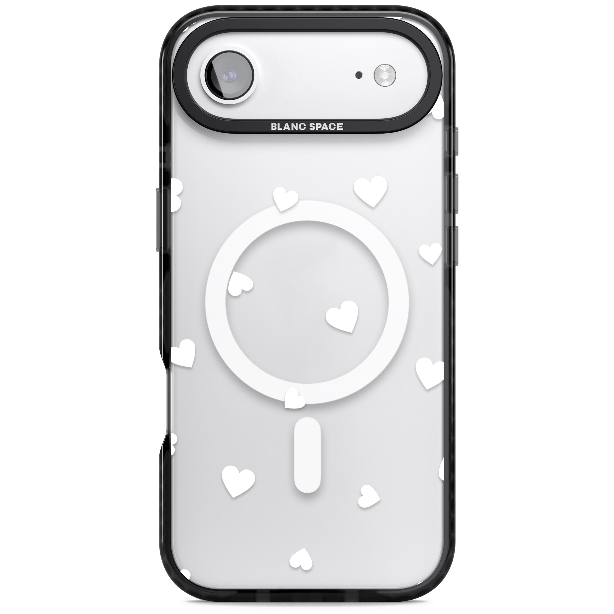 White Hearts iPhone 17 Air Impact Pro Black Phone Case