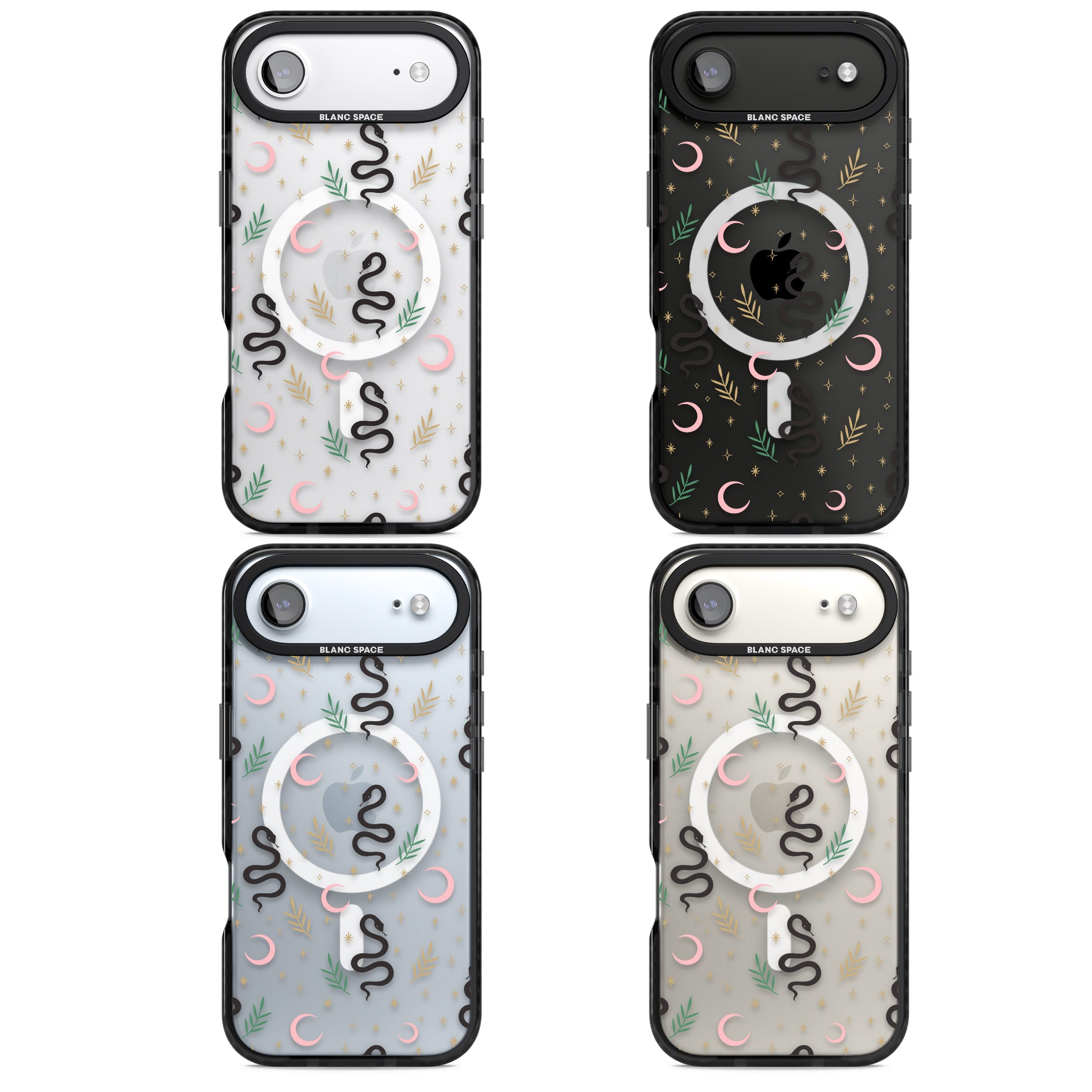 Snake & Moon Pattern iPhone 17 Air Impact Pro Black Phone Case APT Impact Protection