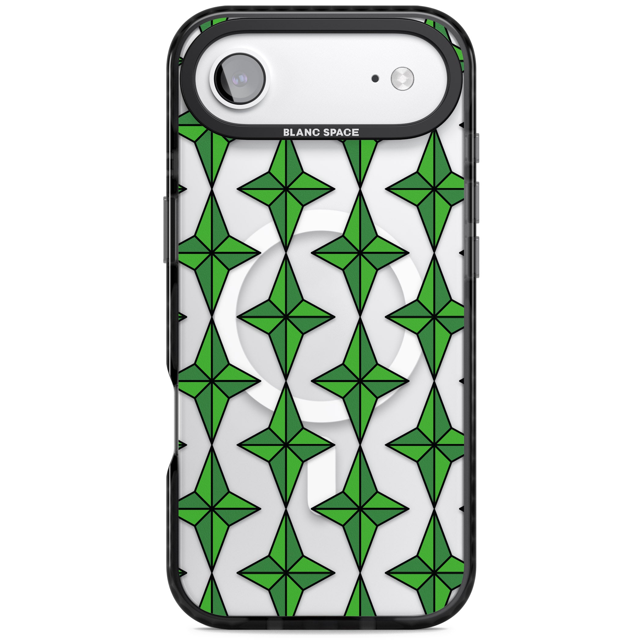 Emerald Stars Pattern (Clear) iPhone 17 Air Impact Pro Black Phone Case