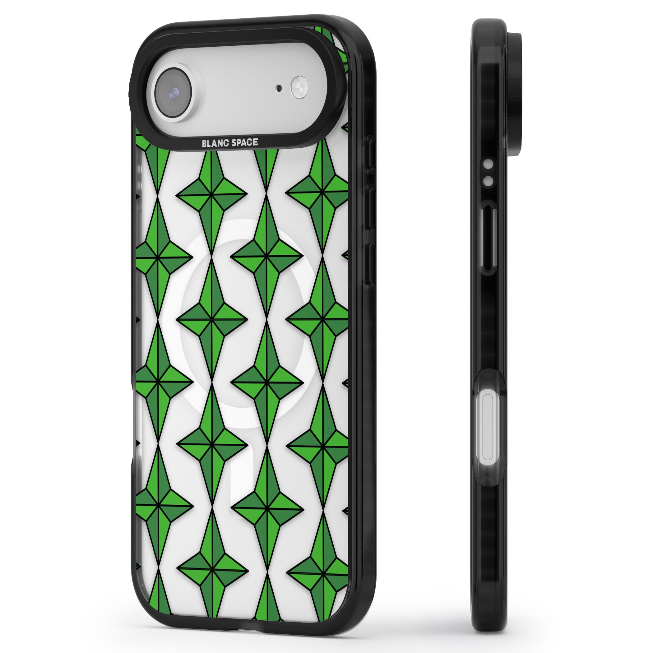 Emerald Stars Pattern (Clear) iPhone 17 Air Impact Pro Black Phone Case Side Profile