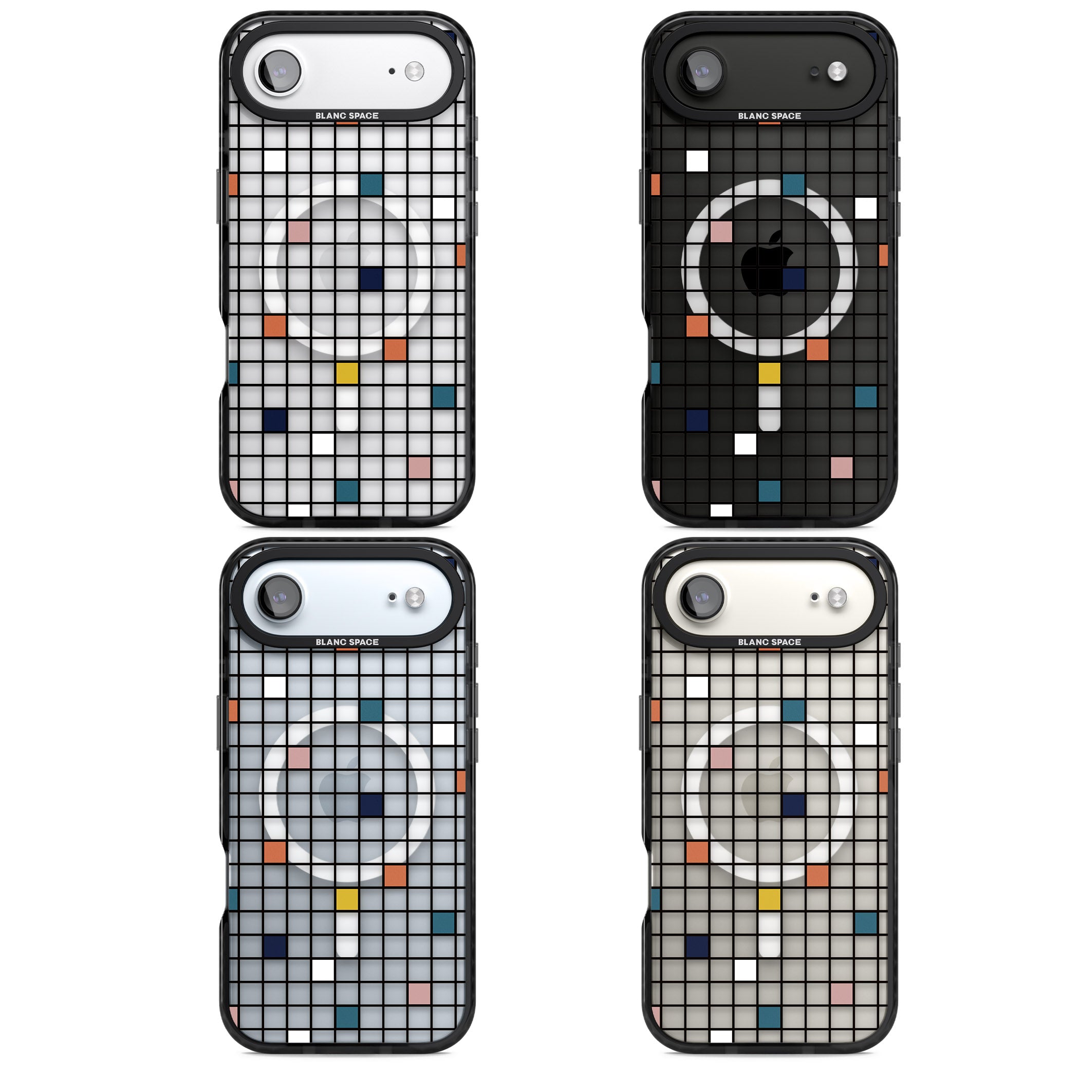 Earthtone Clear Geometric Grid iPhone 17 Air Impact Pro Black Phone Case APT Impact Protection