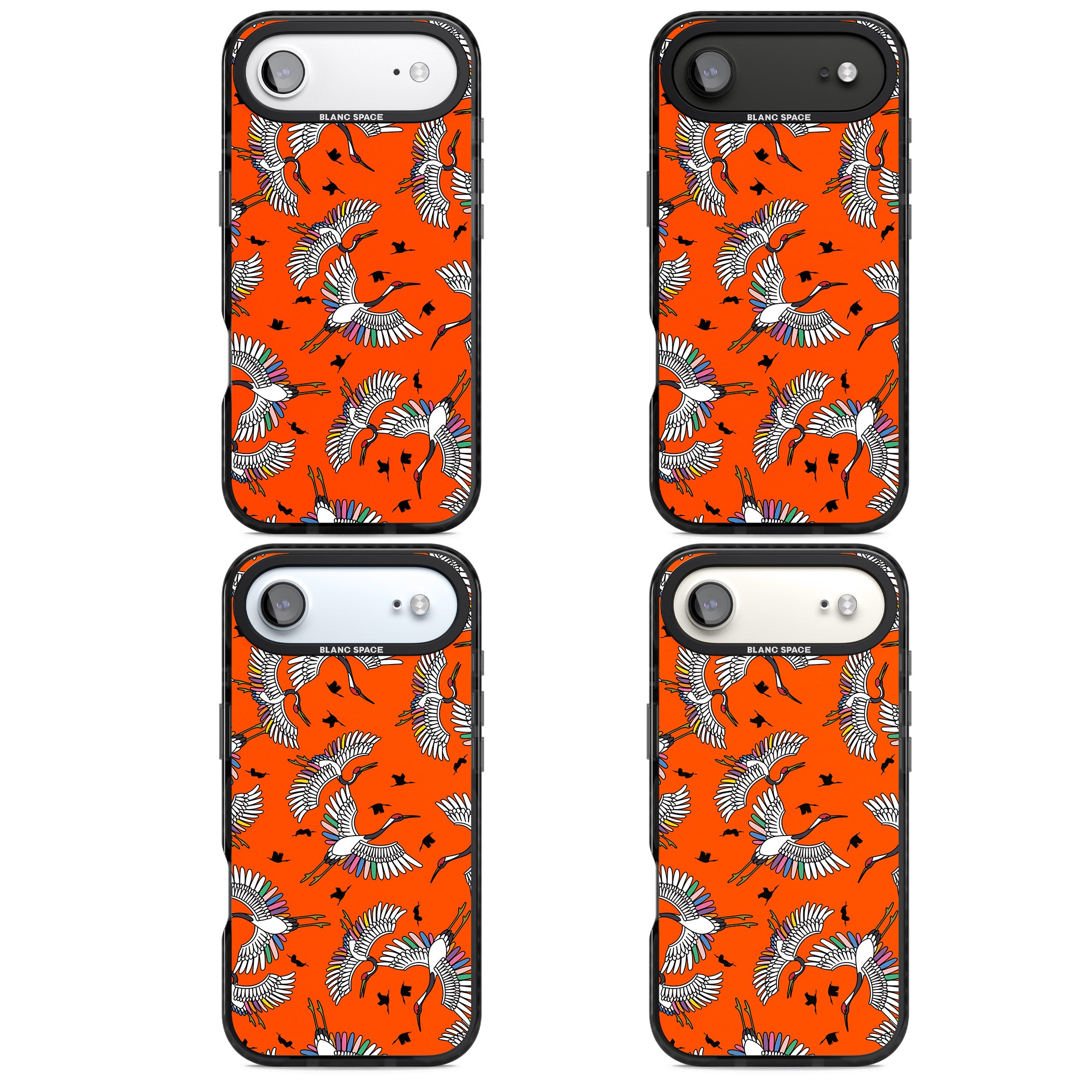 Colourful Crane Pattern (Orange) iPhone 17 Air Impact Pro Black Phone Case APT Impact Protection