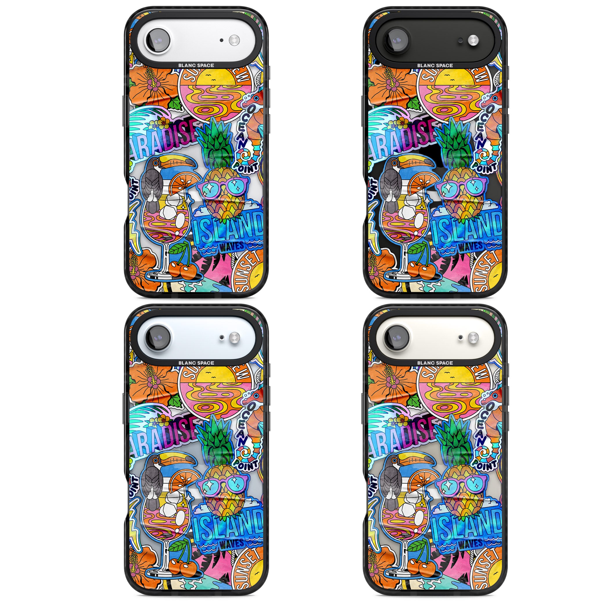 Tropical Vibes Collage iPhone 17 Air Impact Pro Black Phone Case APT Impact Protection