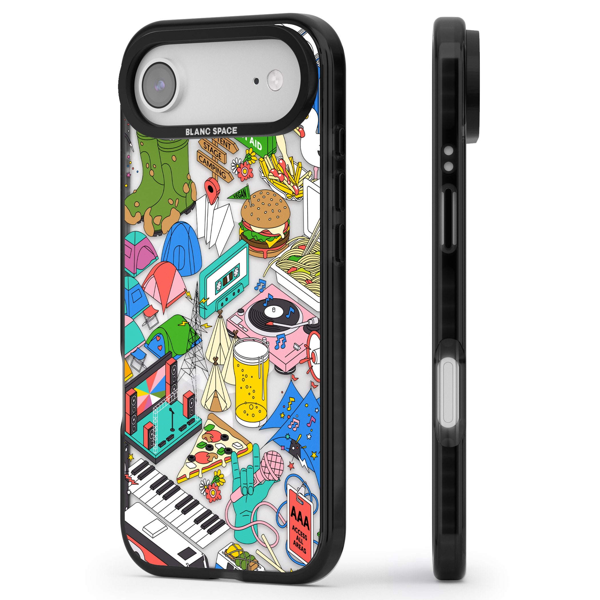 Festival Frenzy iPhone 17 Air Impact Pro Black Phone Case Side Profile