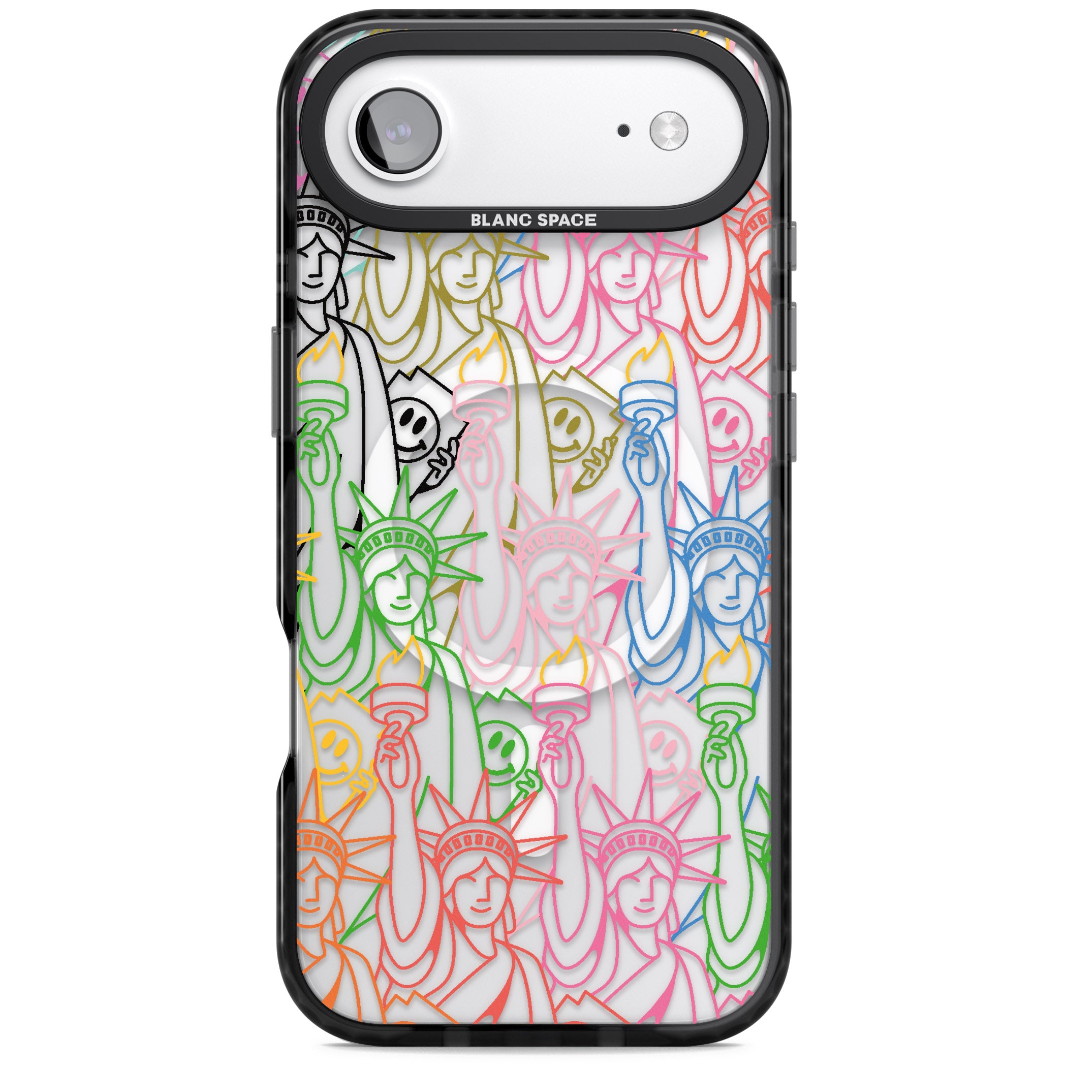 Multicolour Liberty Line Pattern iPhone 17 Air Impact Pro Black Phone Case