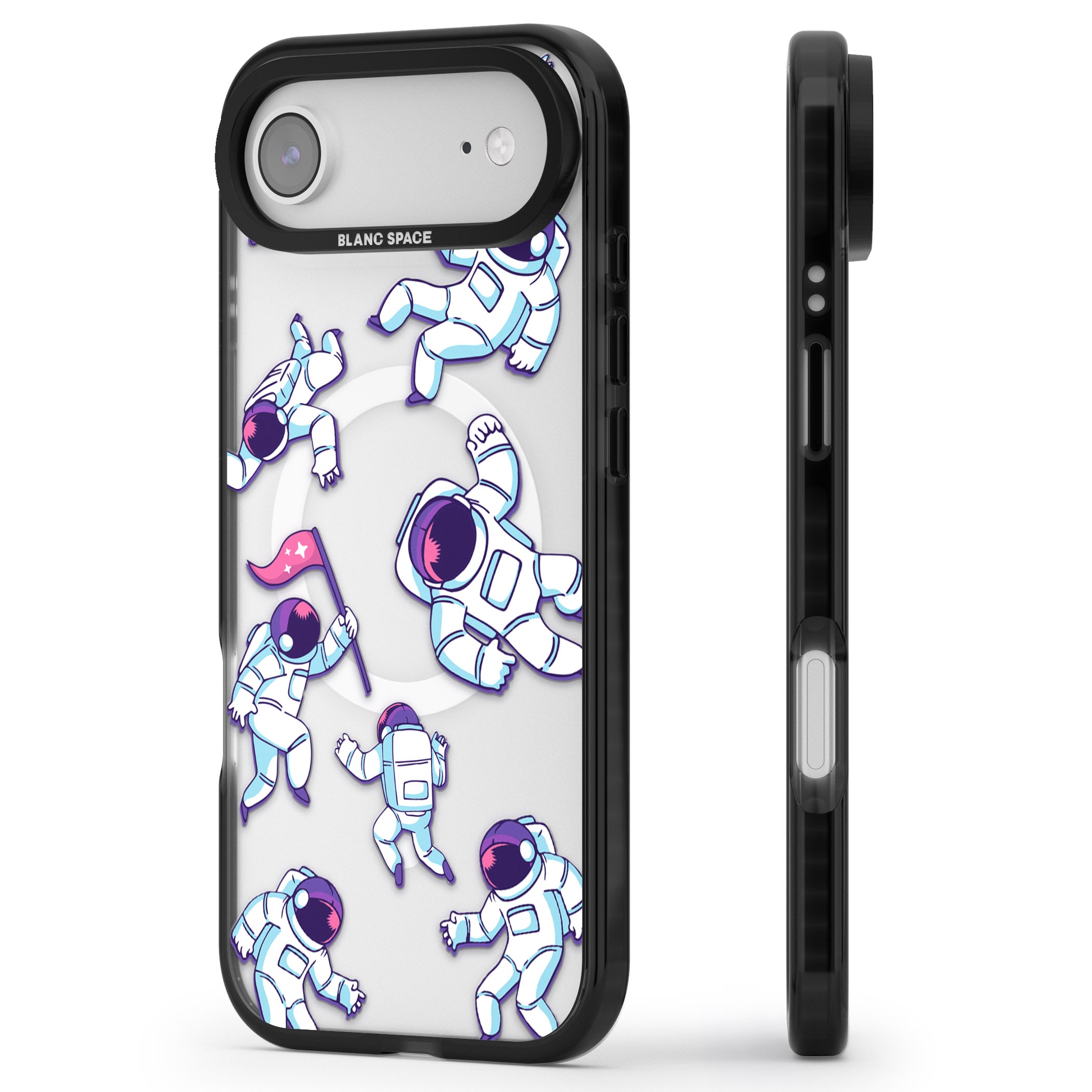 Astronaut Pattern iPhone 17 Air Impact Pro Black Phone Case Side Profile