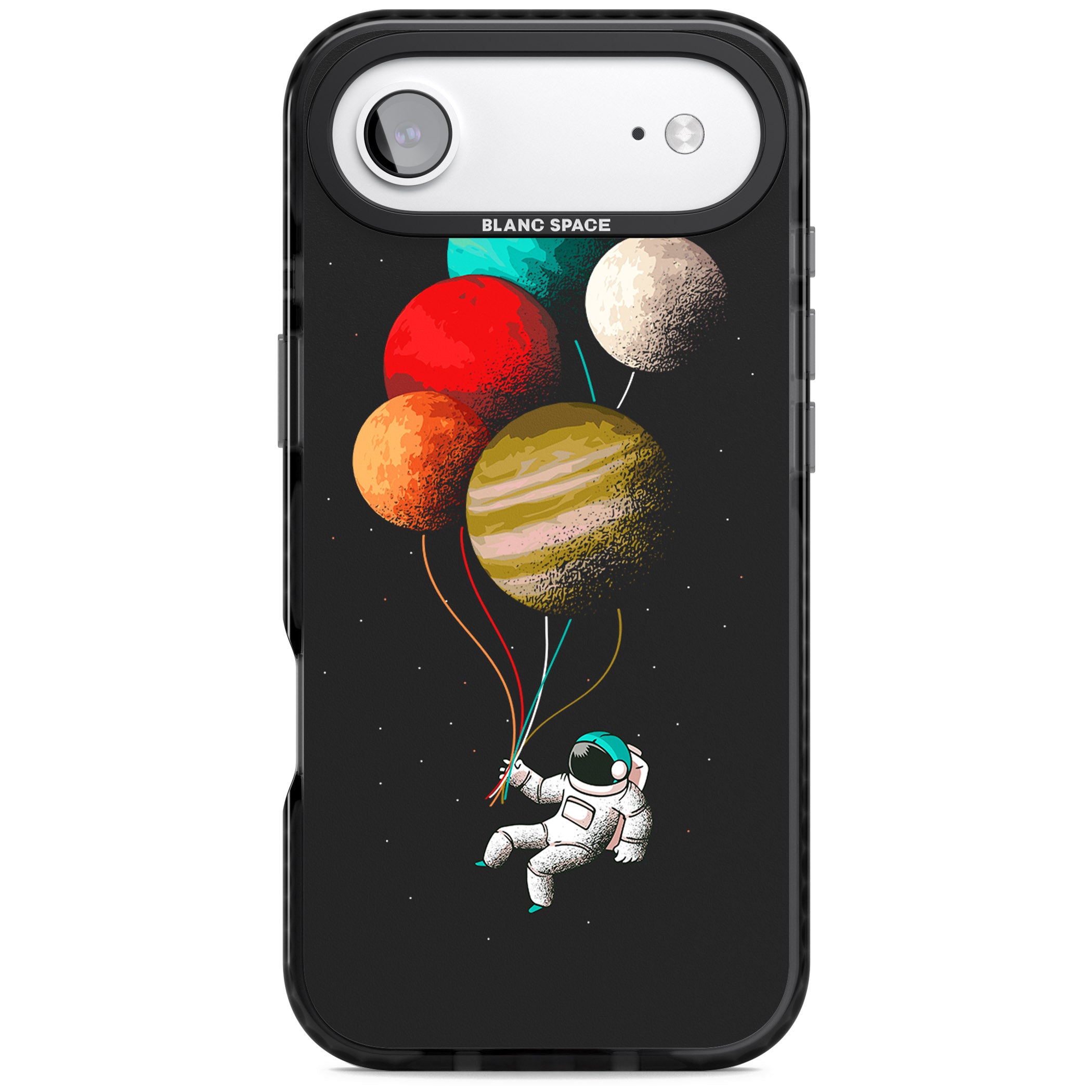 Astronaut Balloon Planets iPhone 17 Air Impact Pro Black Phone Case