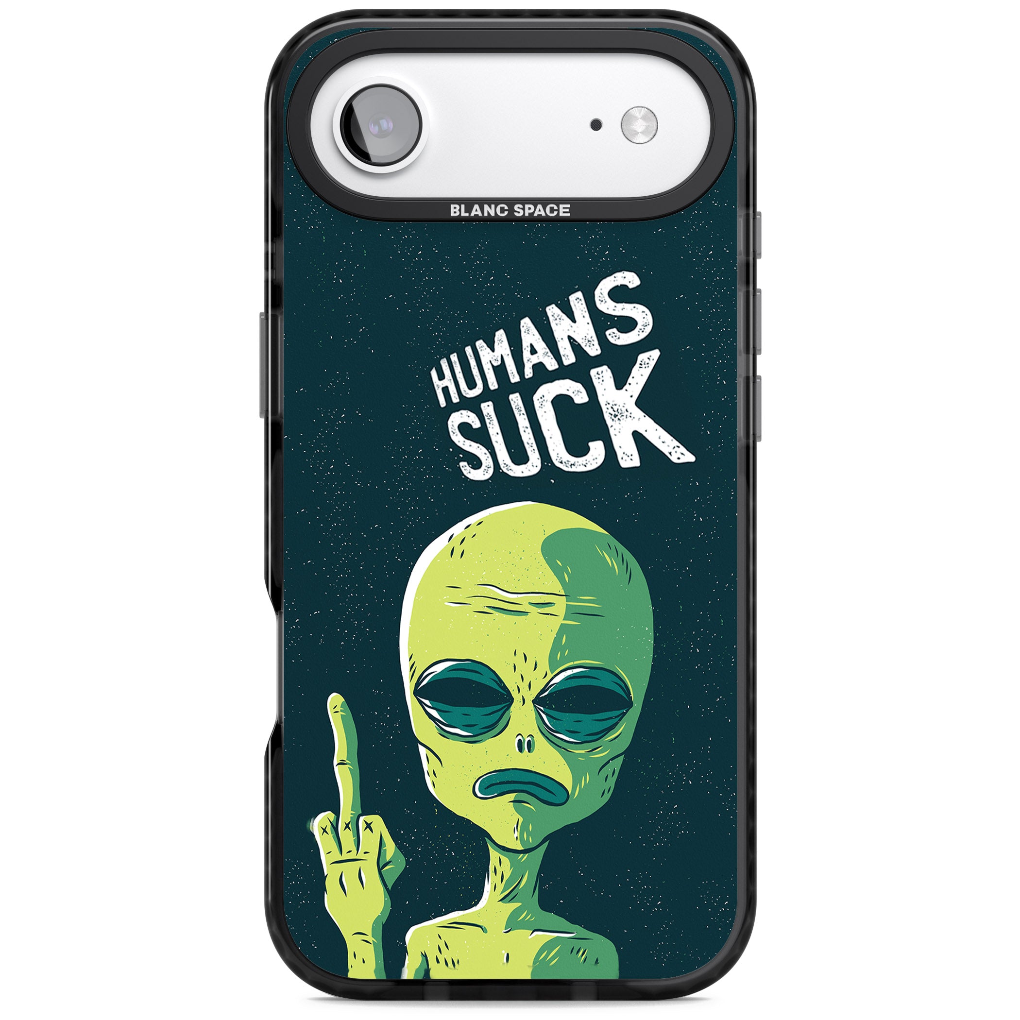 Humans Suck Alien iPhone 17 Air Impact Pro Black Phone Case