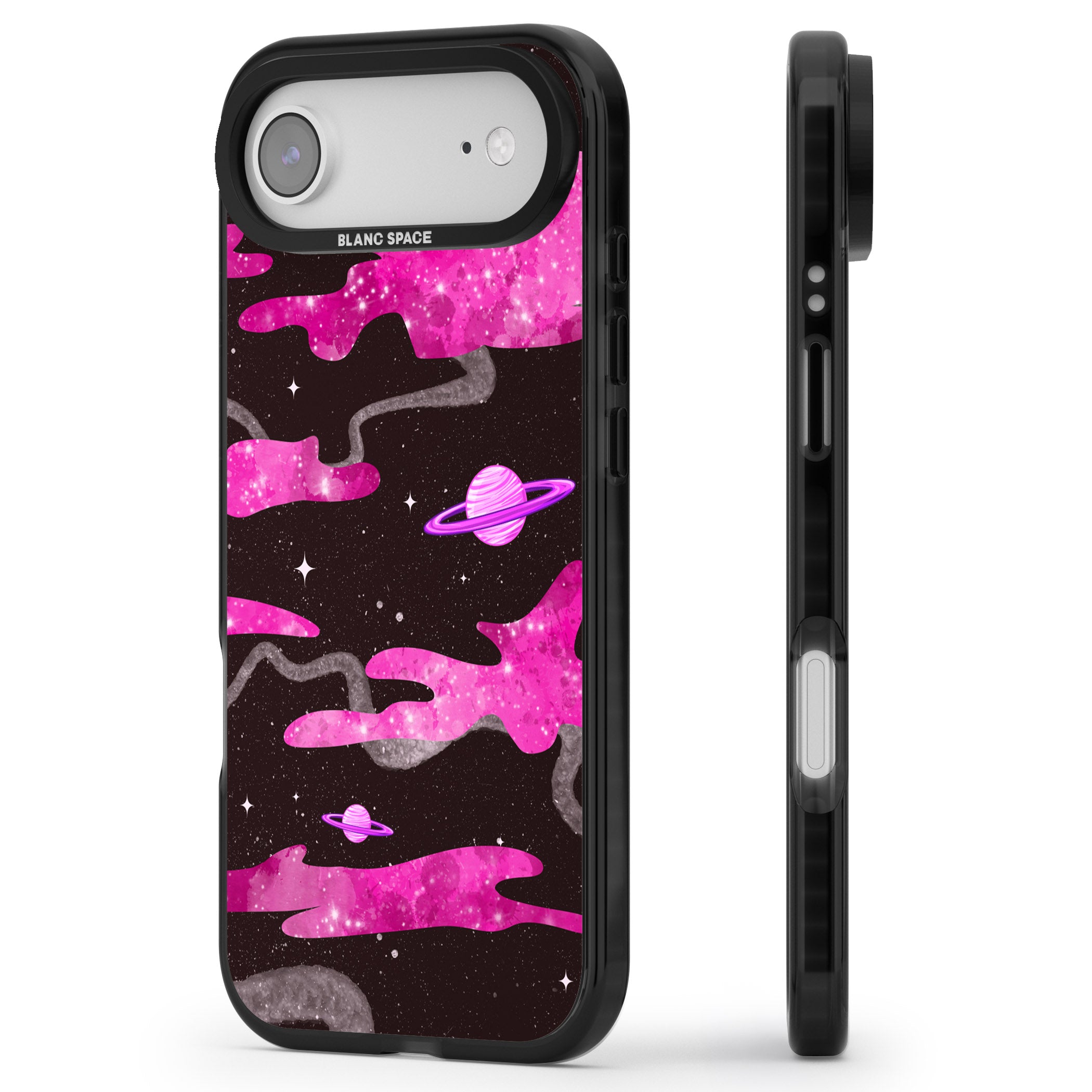 Pink Galaxy iPhone 17 Air Impact Pro Black Phone Case Side Profile