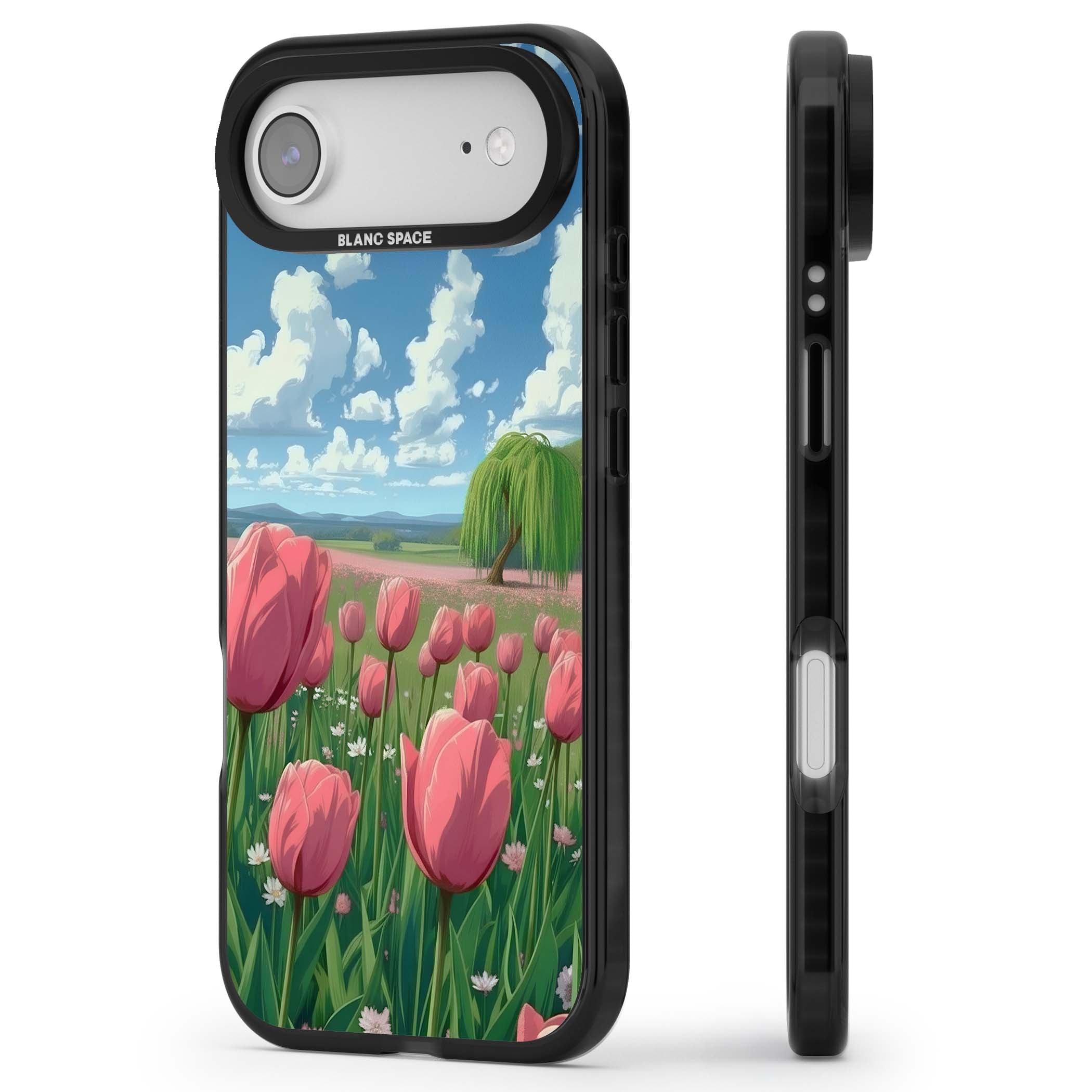 Willow By The Pink Tulips floral iPhone case | Black Impact Magsafe case for iPhone Air