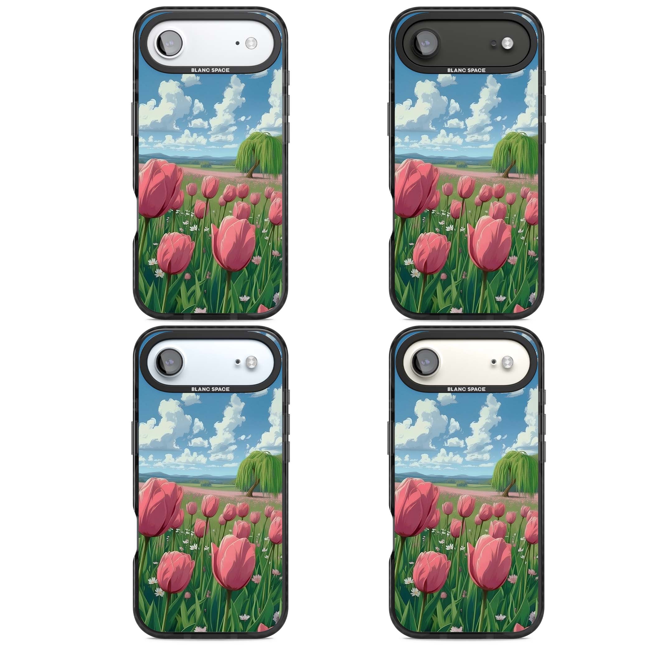 Willow By The Pink Tulips floral iPhone case | Black Impact Magsafe case for iPhone Air