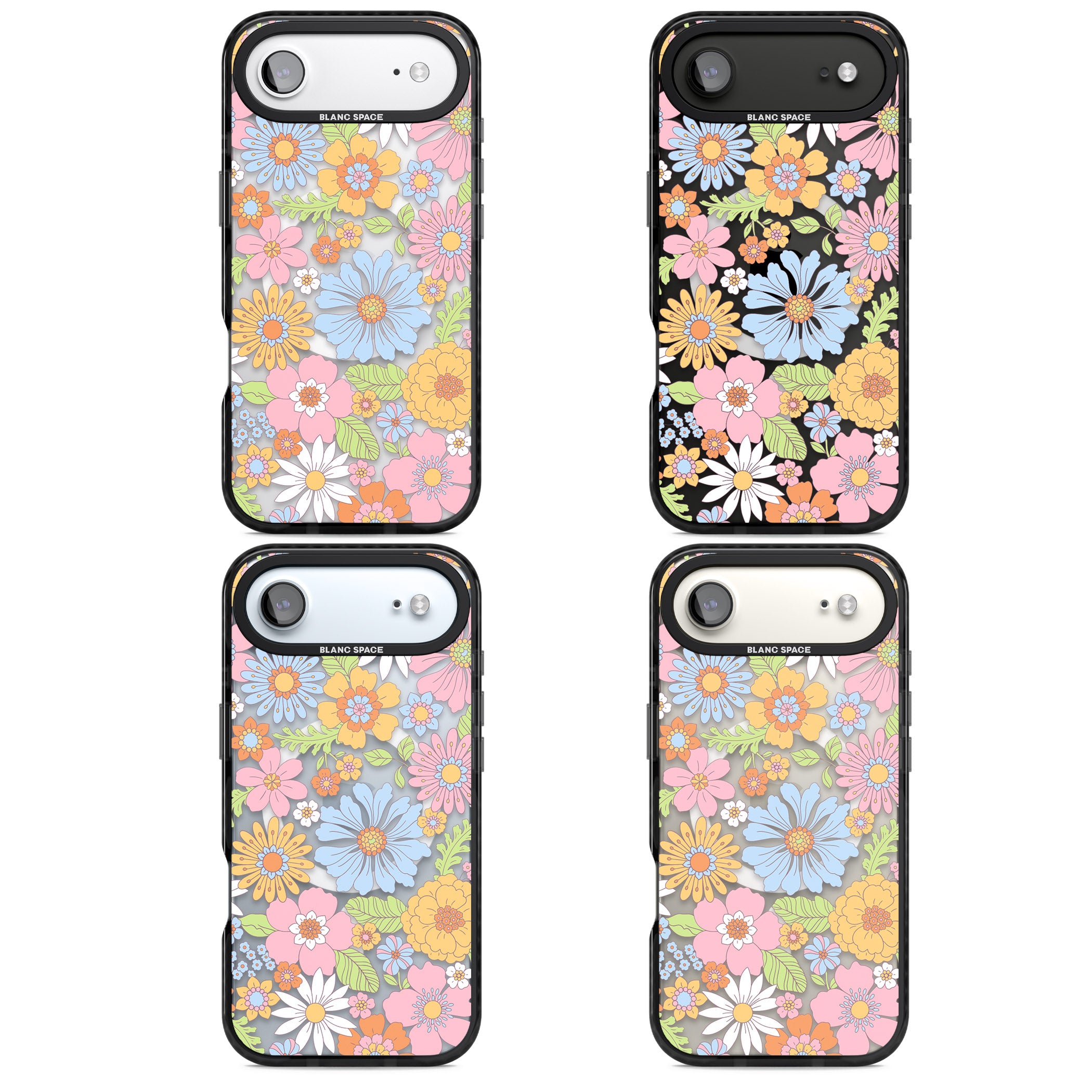 Pastel Flower Pattern iPhone 17 Air Impact Pro Black Phone Case APT Impact Protection