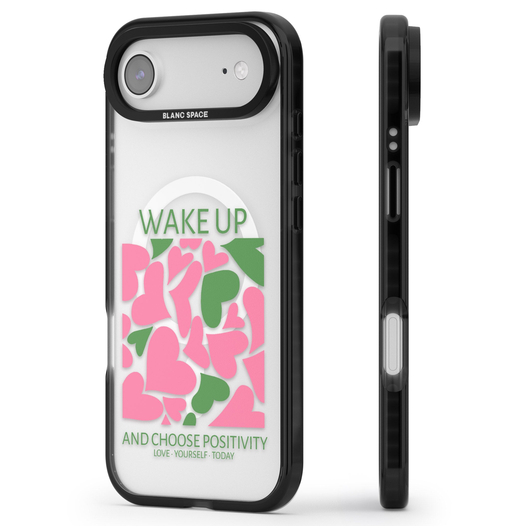 Wake Up And Choose Positivity iPhone 17 Air Impact Pro Black Phone Case Side Profile
