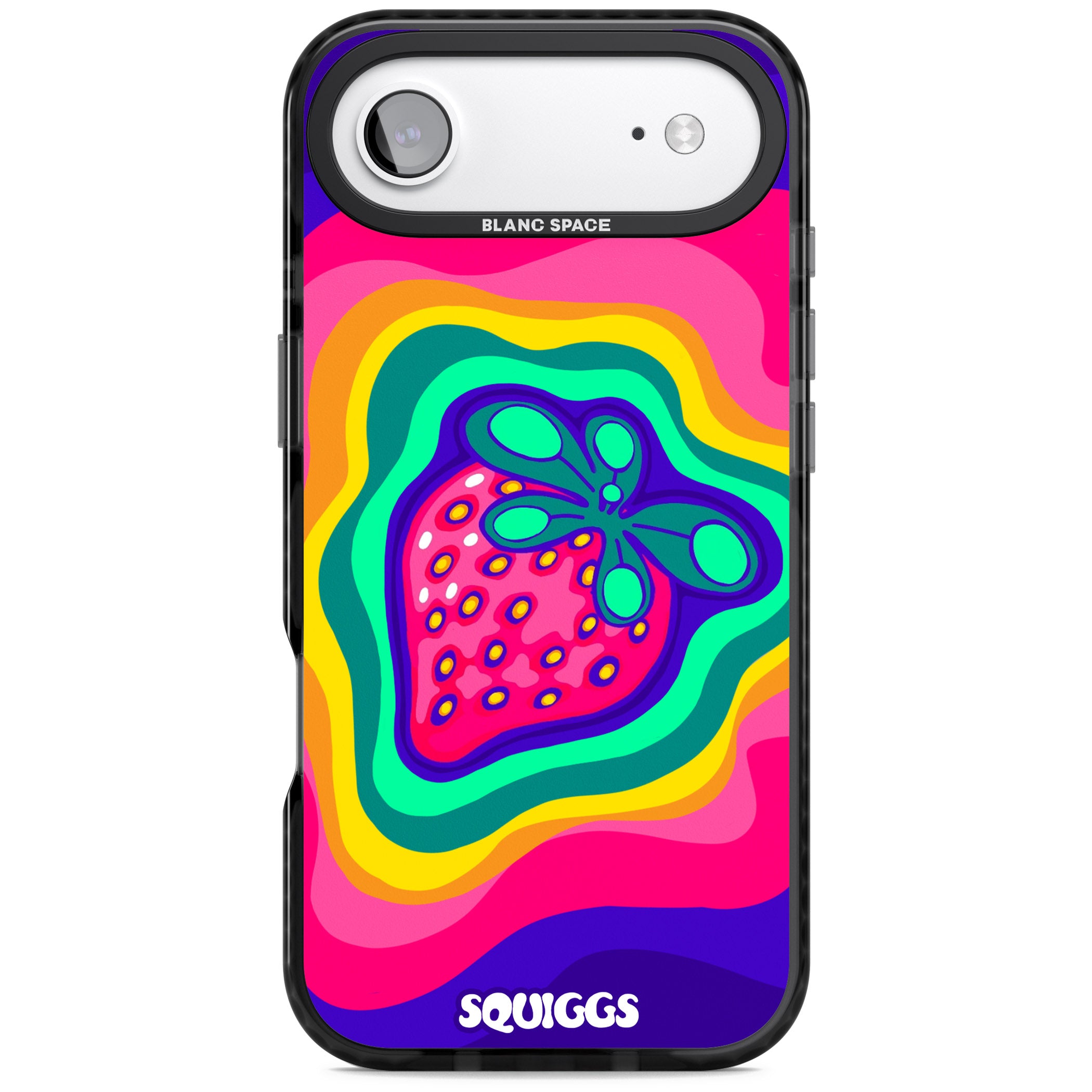 Strawberry Rainbow iPhone 17 Air Impact Pro Black Phone Case