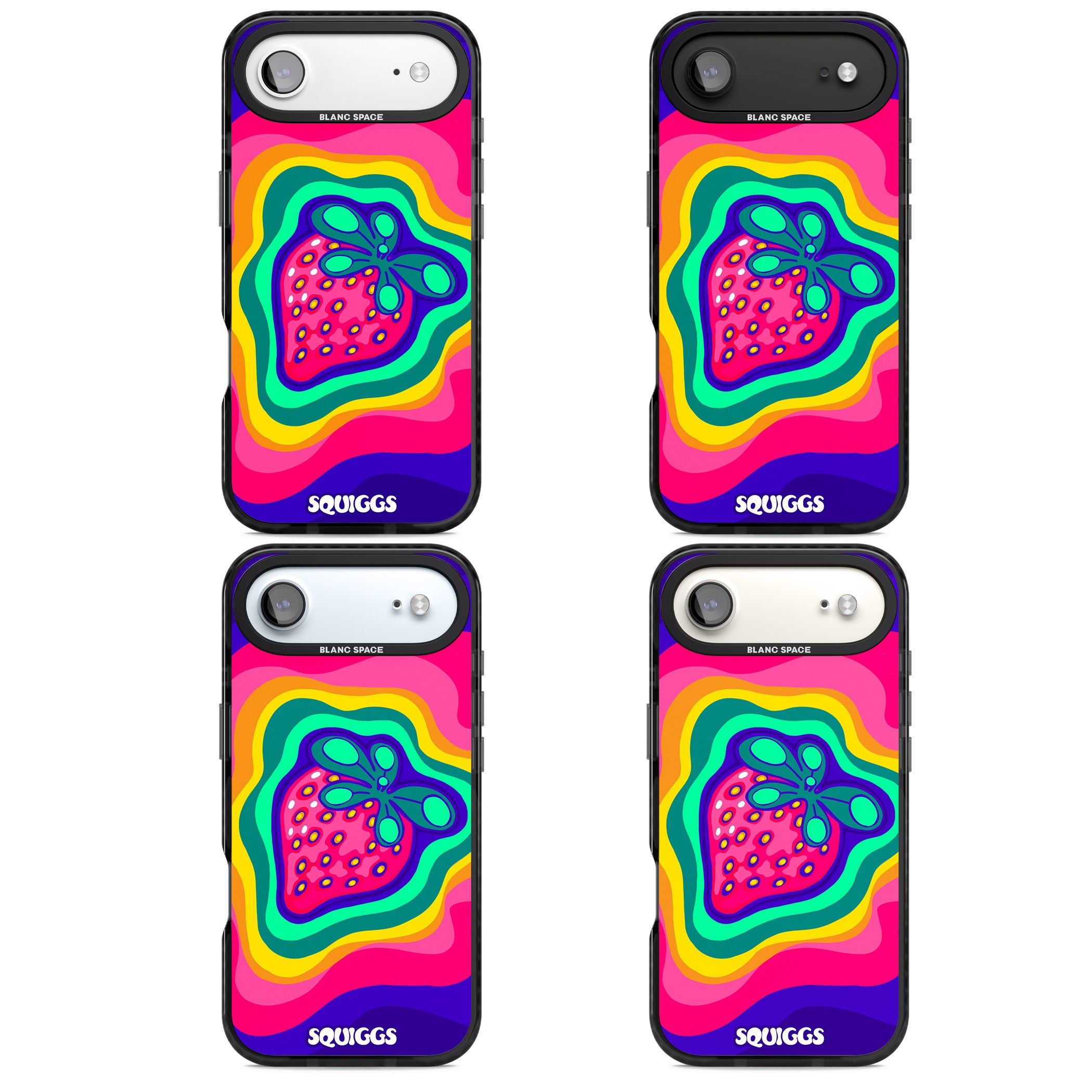 Strawberry Rainbow iPhone 17 Air Impact Pro Black Phone Case APT Impact Protection