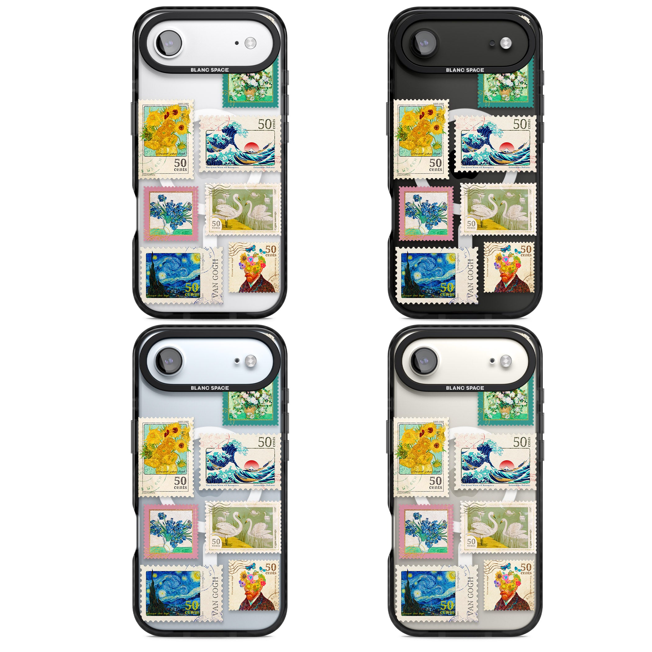 Vintage Art Stamps iPhone 17 Air Impact Pro Black Phone Case APT Impact Protection