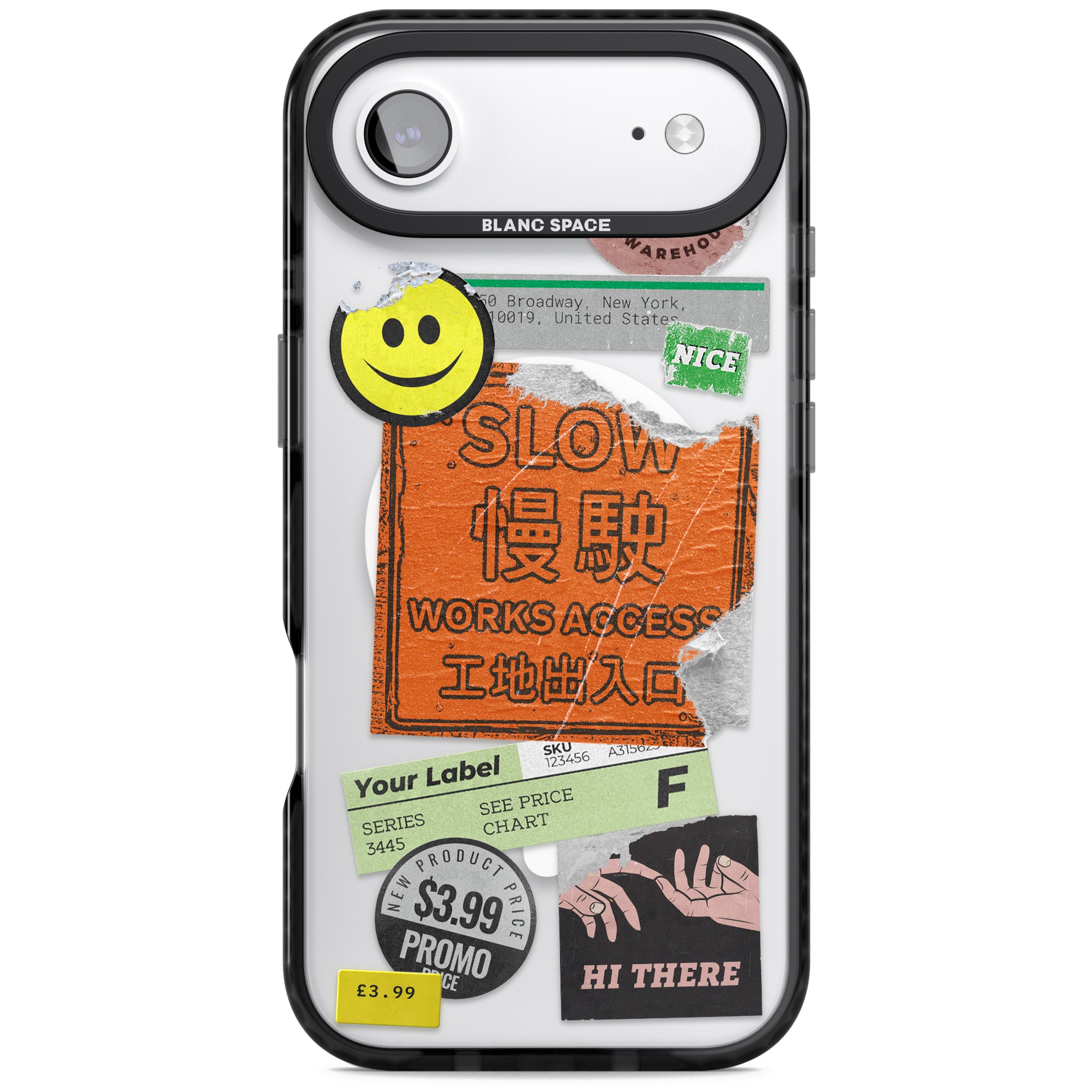 Kanji Signs Sticker Mix iPhone 17 Air Impact Pro Black Phone Case
