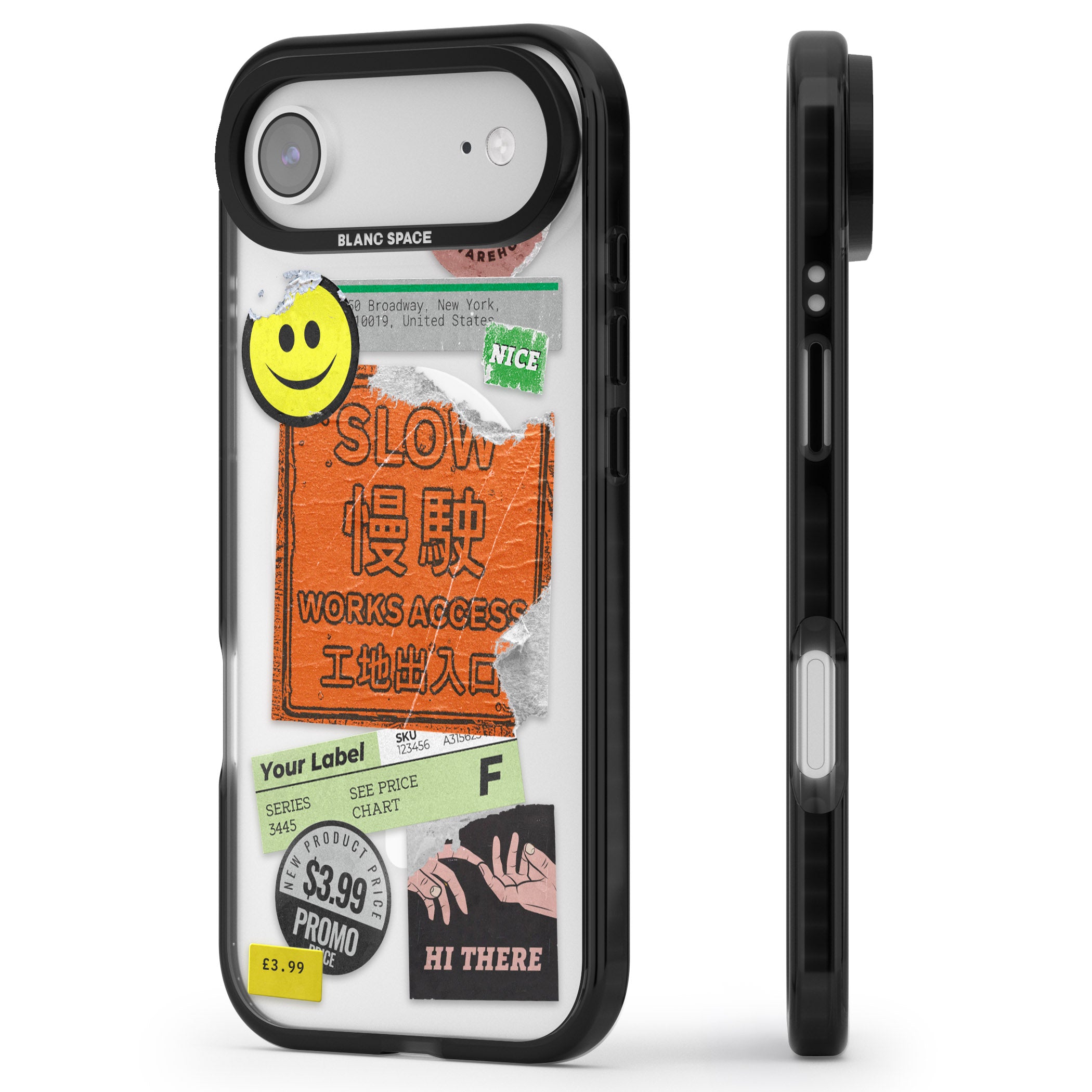 Kanji Signs Sticker Mix iPhone 17 Air Impact Pro Black Phone Case Side Profile